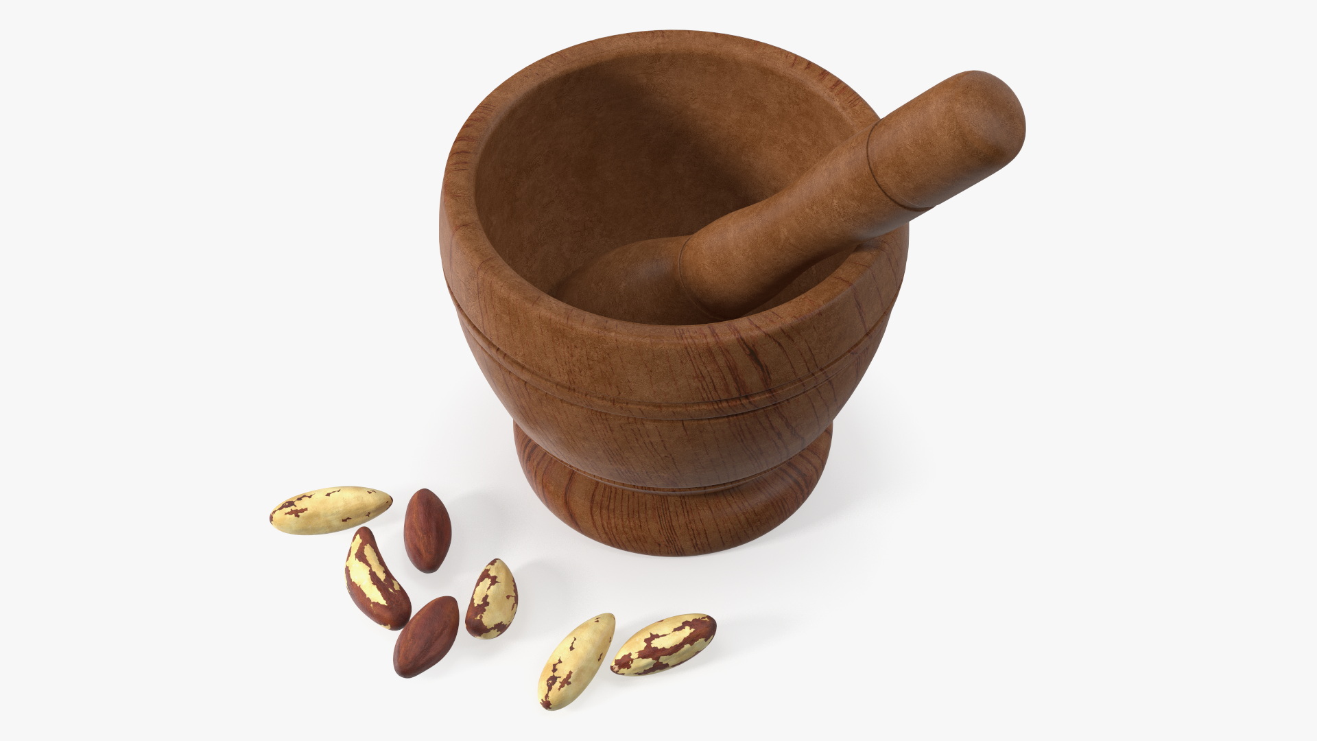 3D Mortar and Pestle Grinding Brazil Nuts model