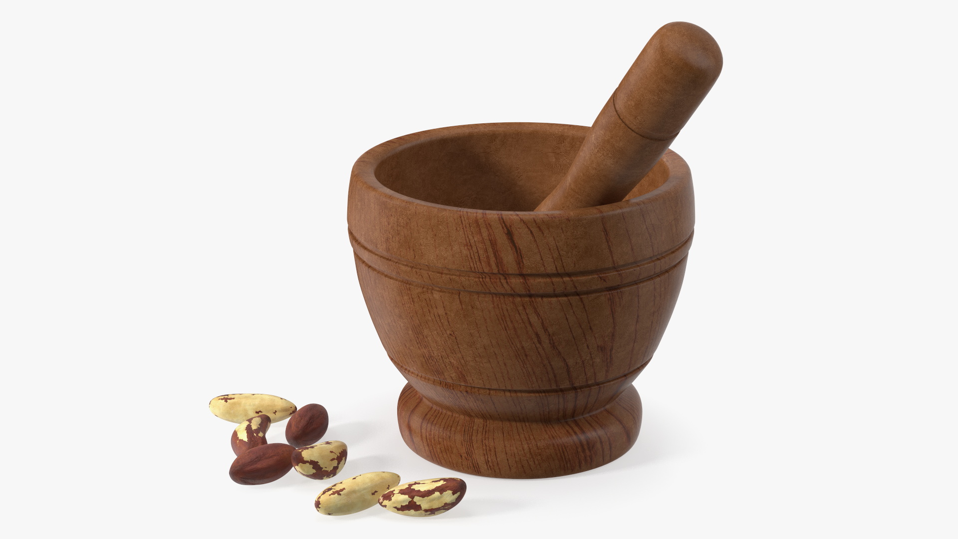 3D Mortar and Pestle Grinding Brazil Nuts model