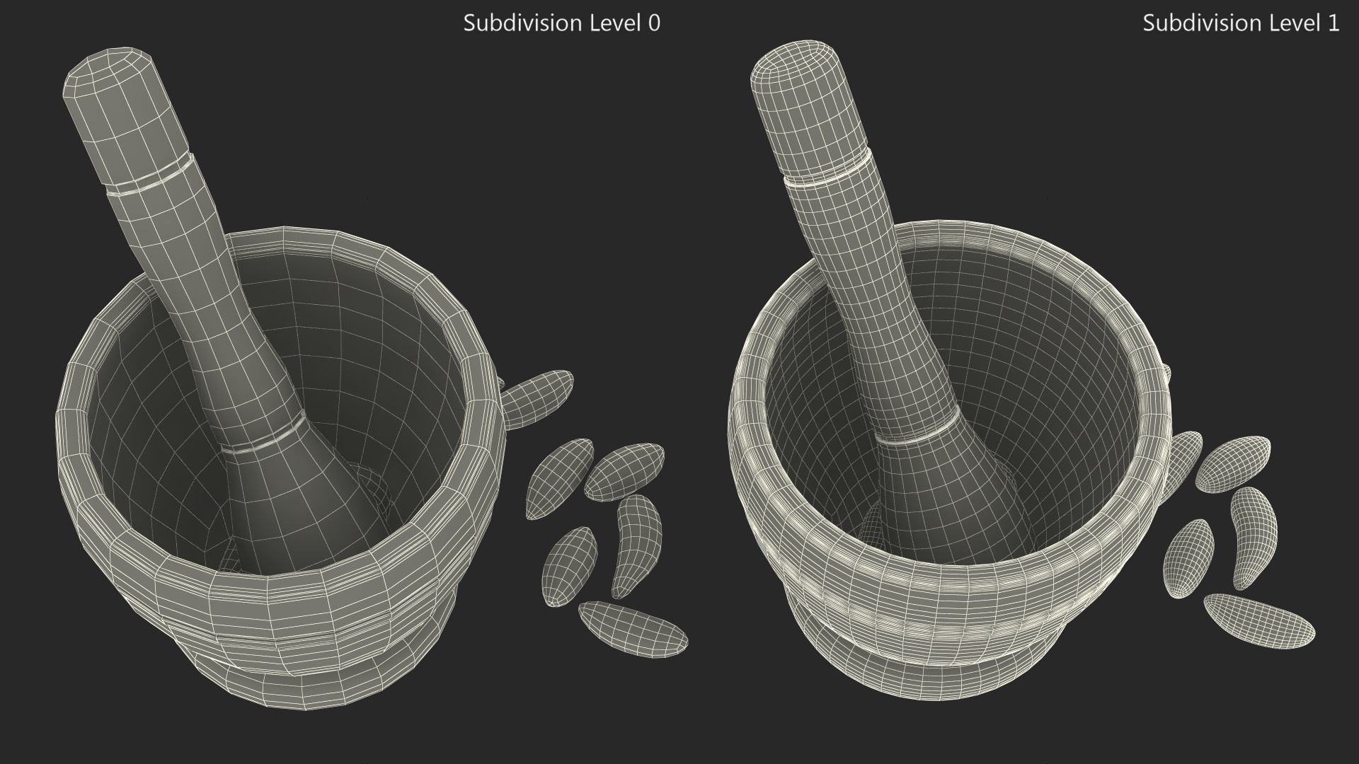 3D Mortar and Pestle Grinding Brazil Nuts model