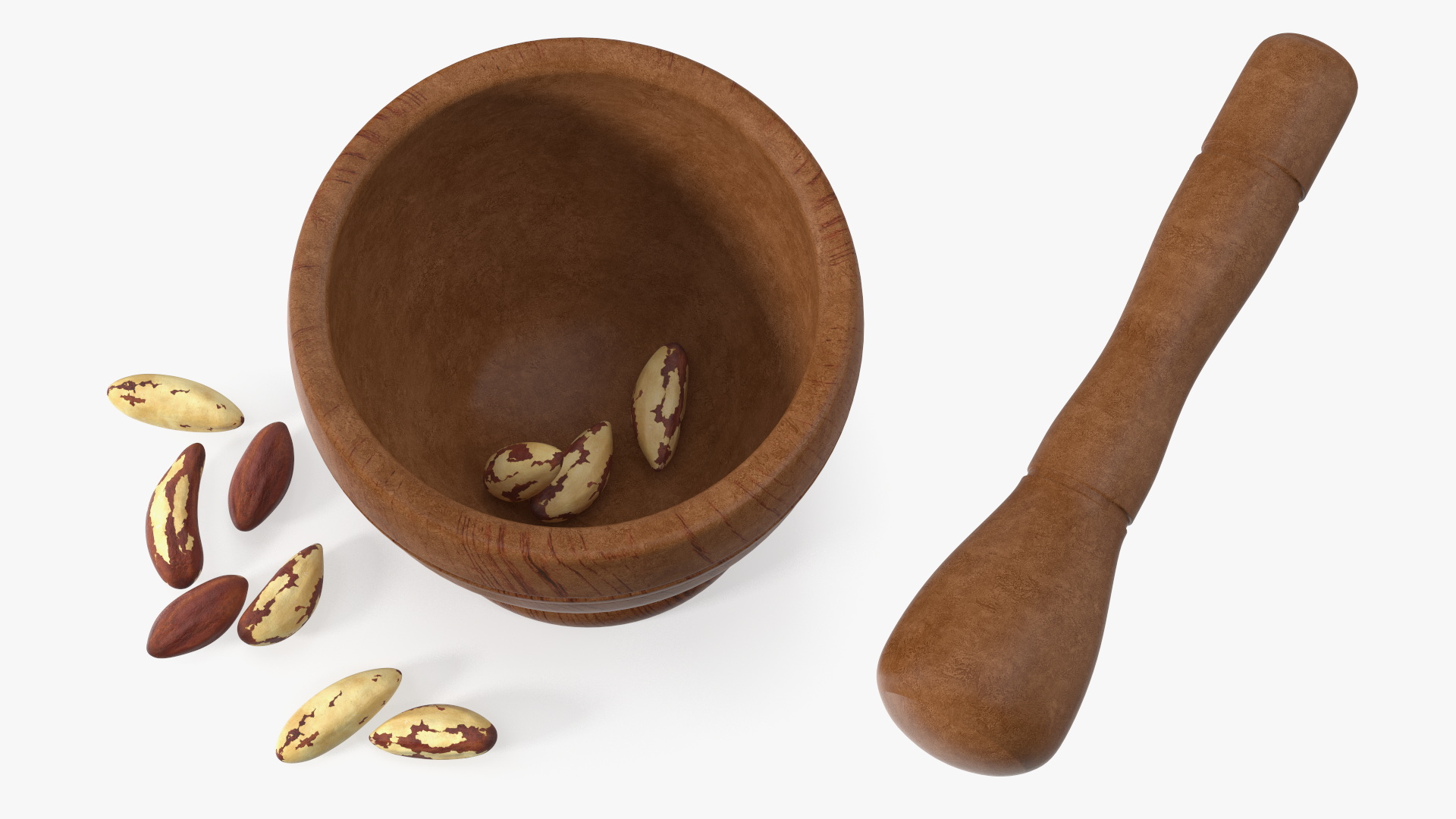 3D Mortar and Pestle Grinding Brazil Nuts model