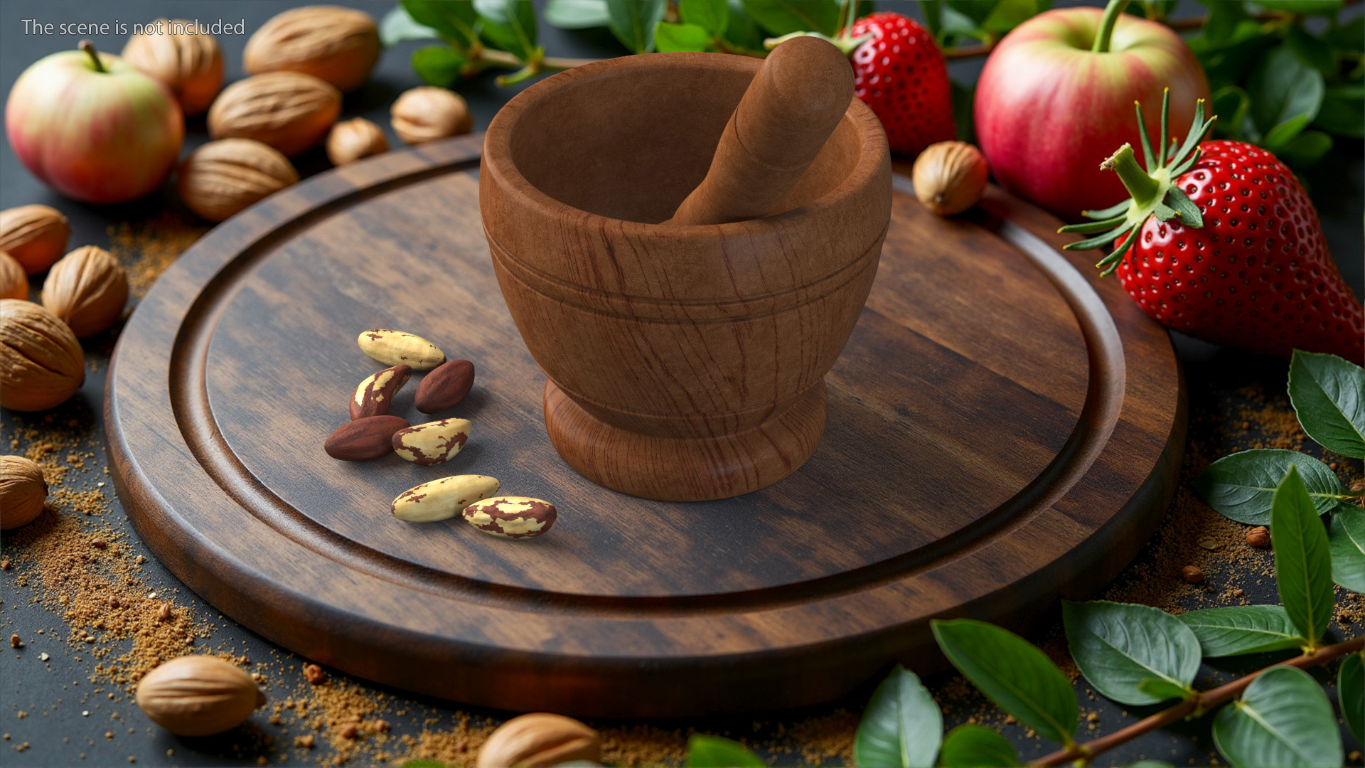 3D Mortar and Pestle Grinding Brazil Nuts model