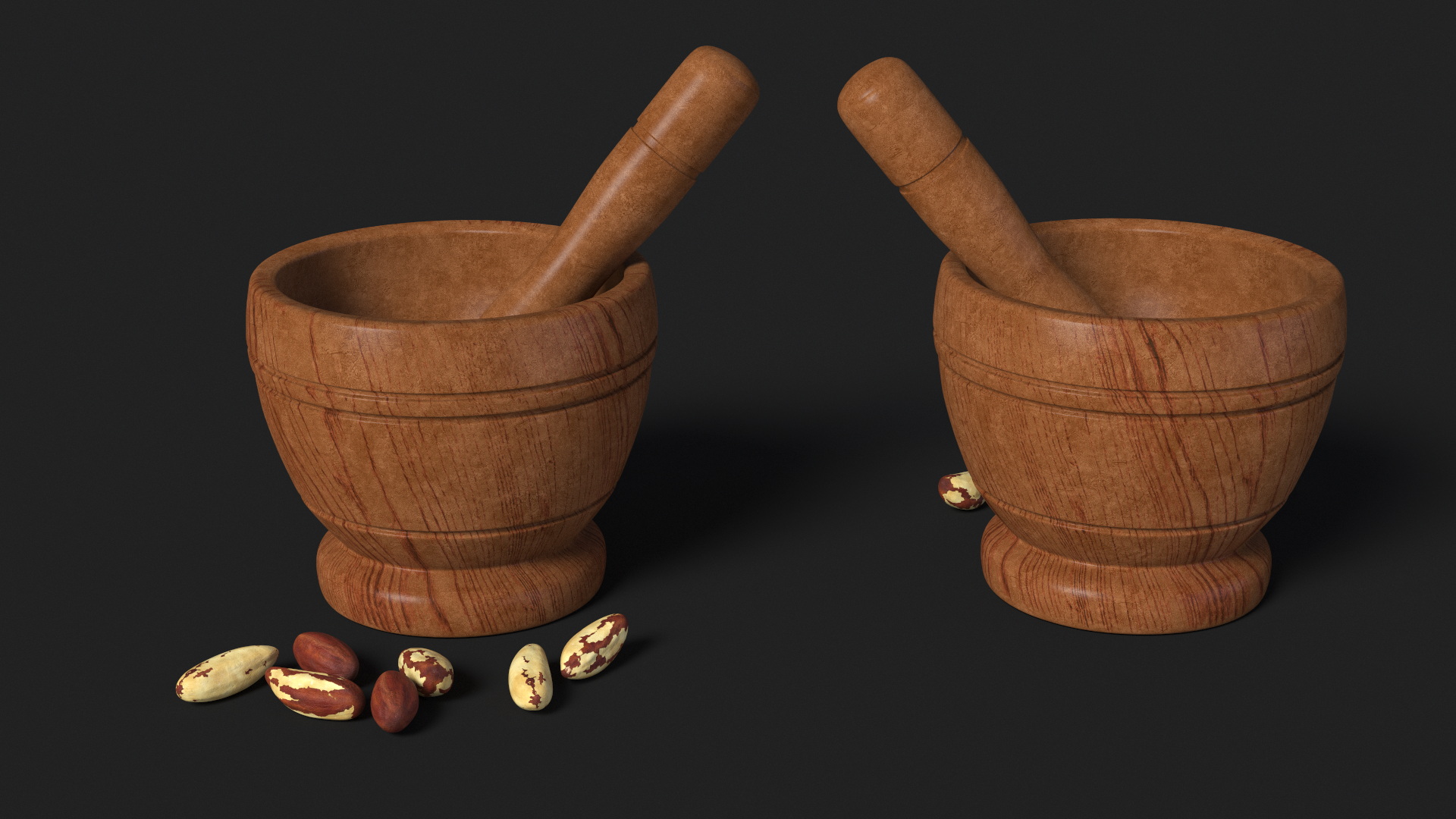 3D Mortar and Pestle Grinding Brazil Nuts model