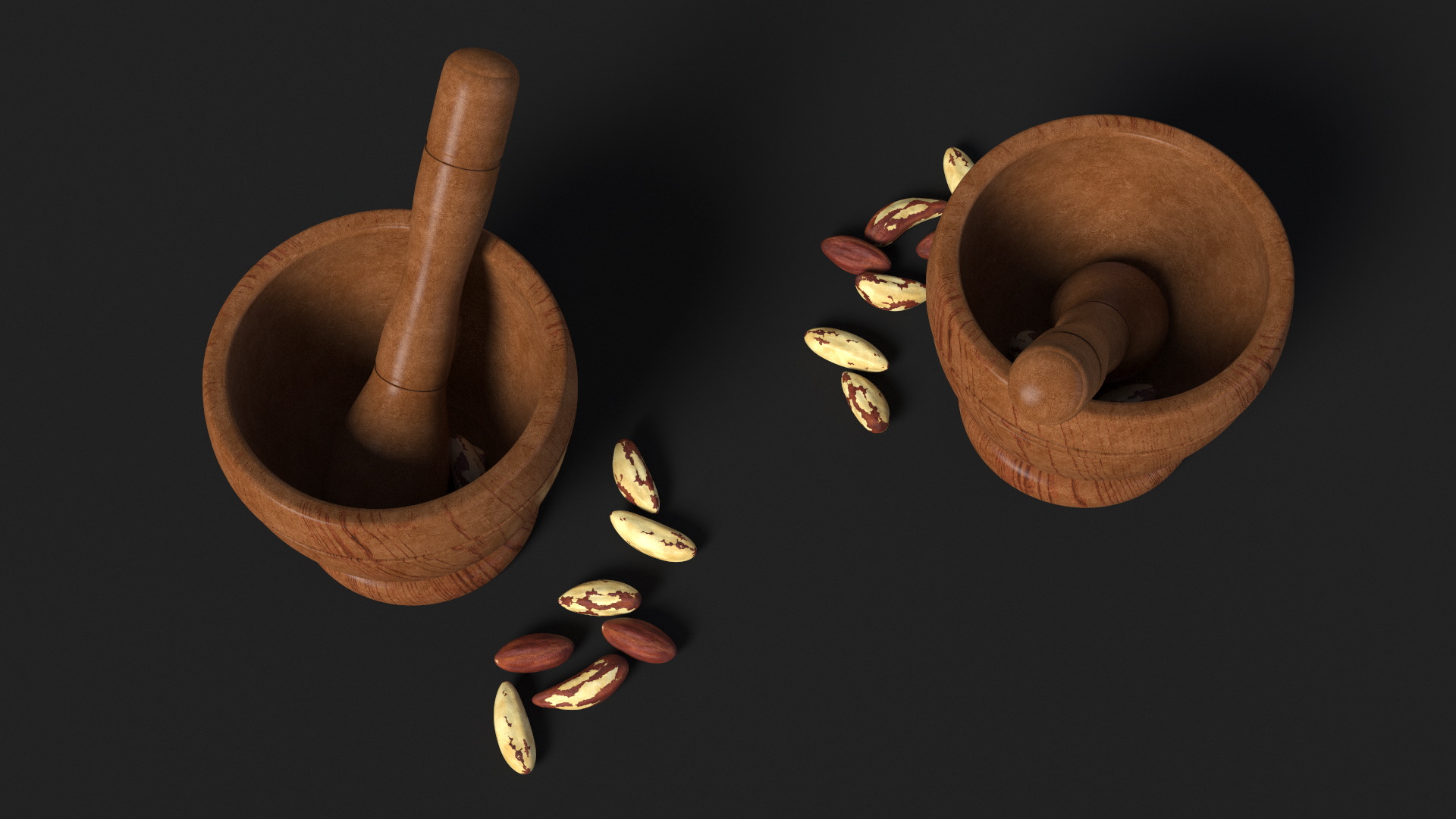 3D Mortar and Pestle Grinding Brazil Nuts model