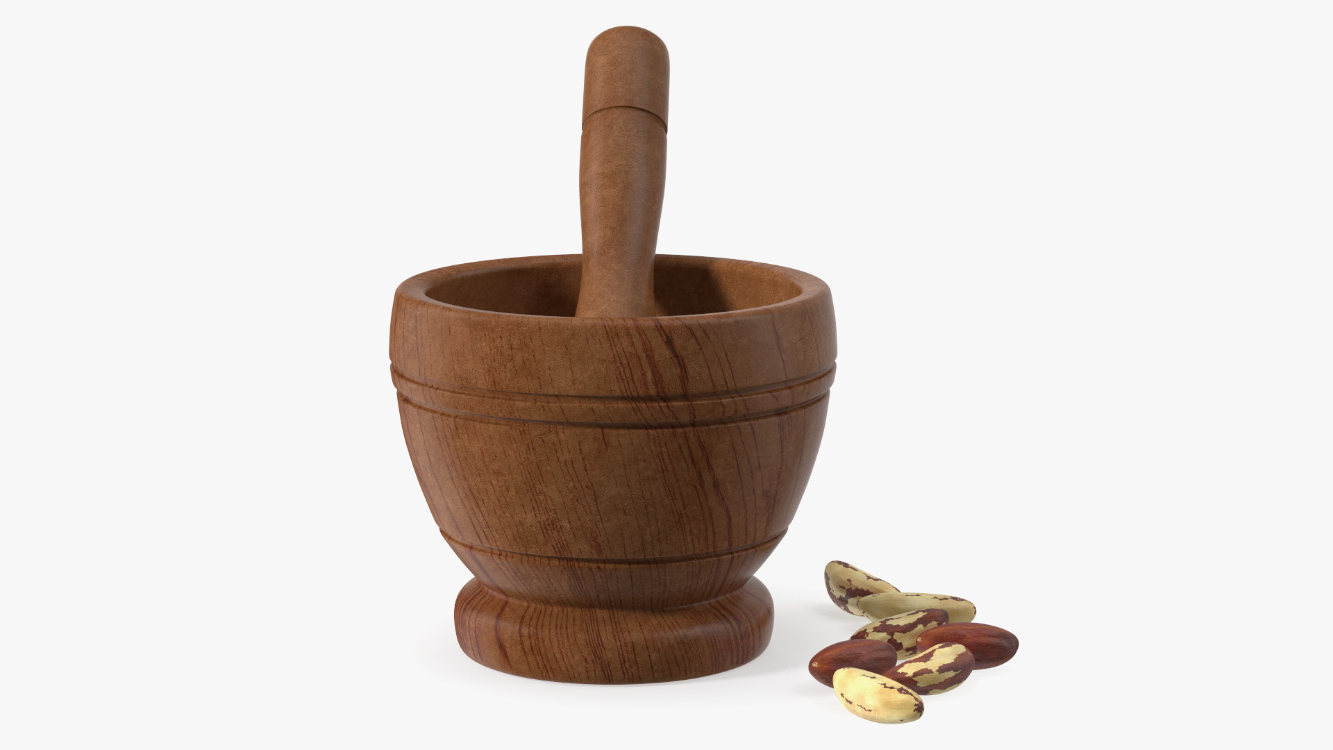 3D Mortar and Pestle Grinding Brazil Nuts model