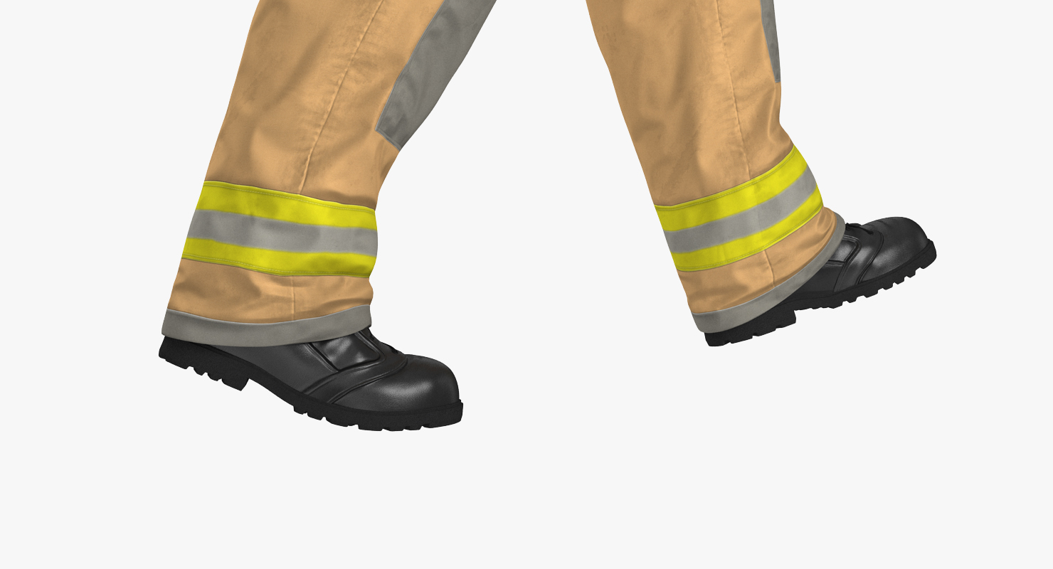 3D Firefighter with Fully Protective Suit Walking Pose