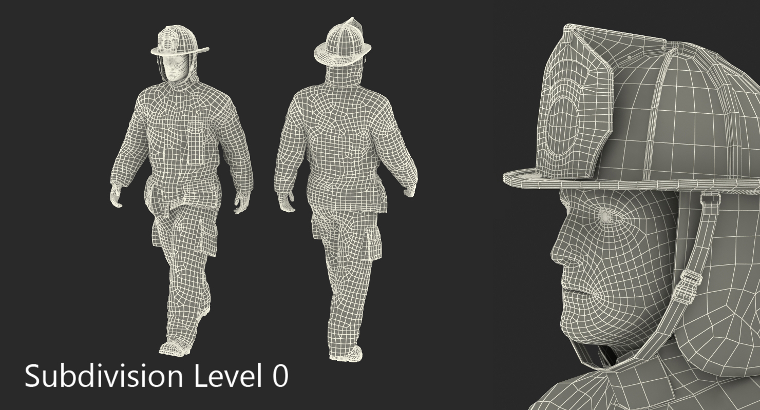 3D Firefighter with Fully Protective Suit Walking Pose