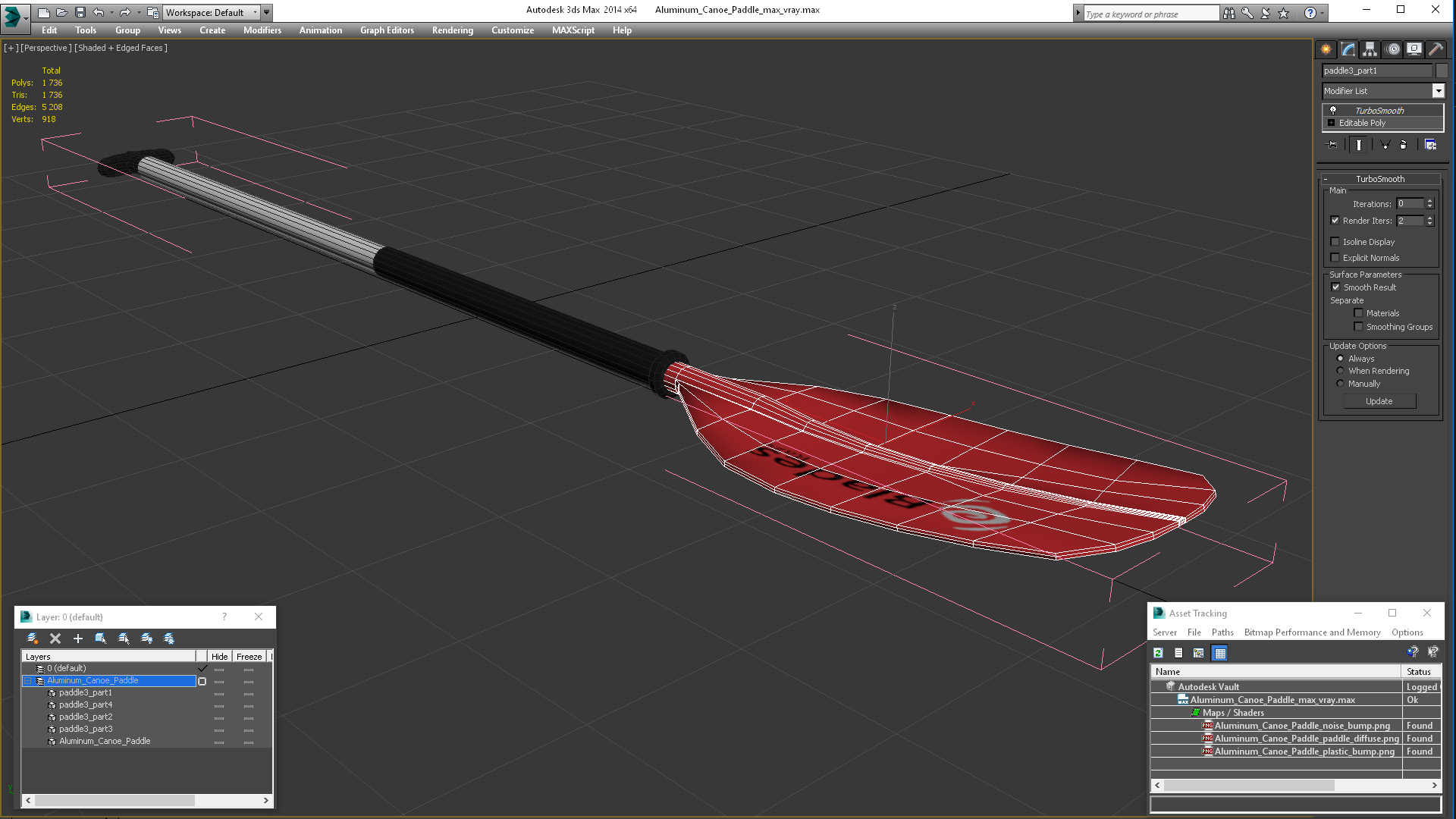 3D Aluminum Canoe Paddle