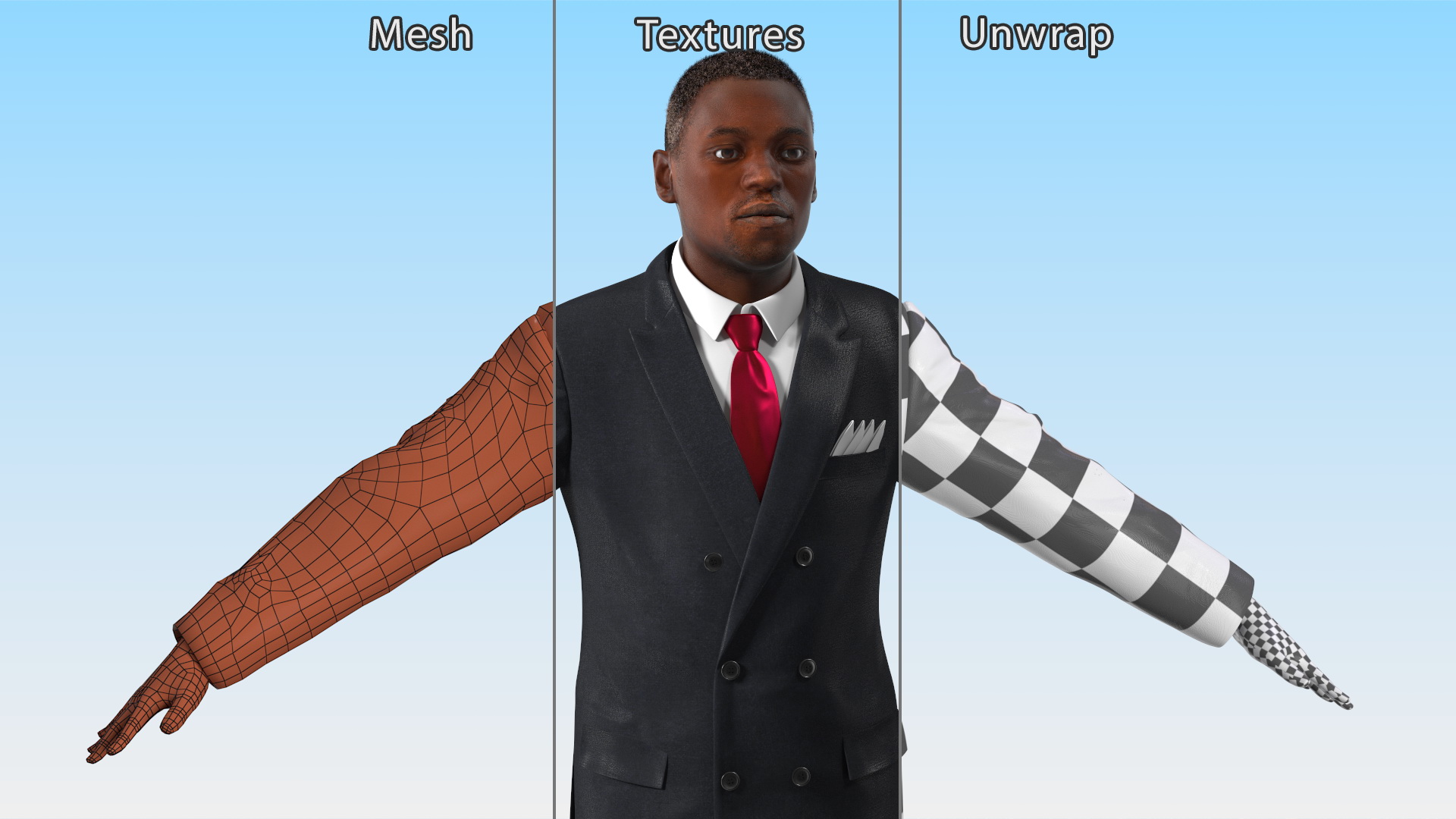 3D Stylish African American Business Man Fur