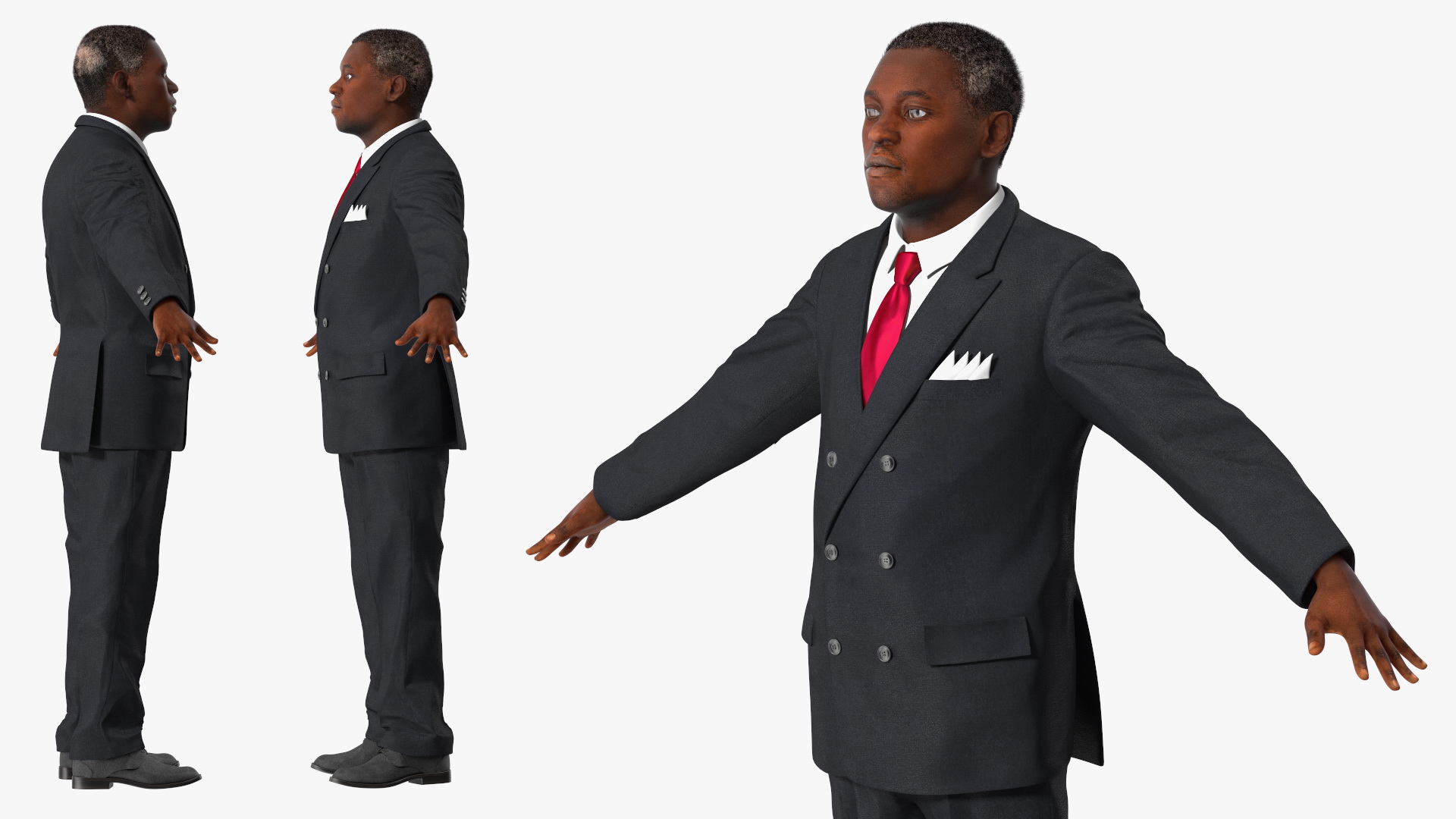 3D Stylish African American Business Man Fur