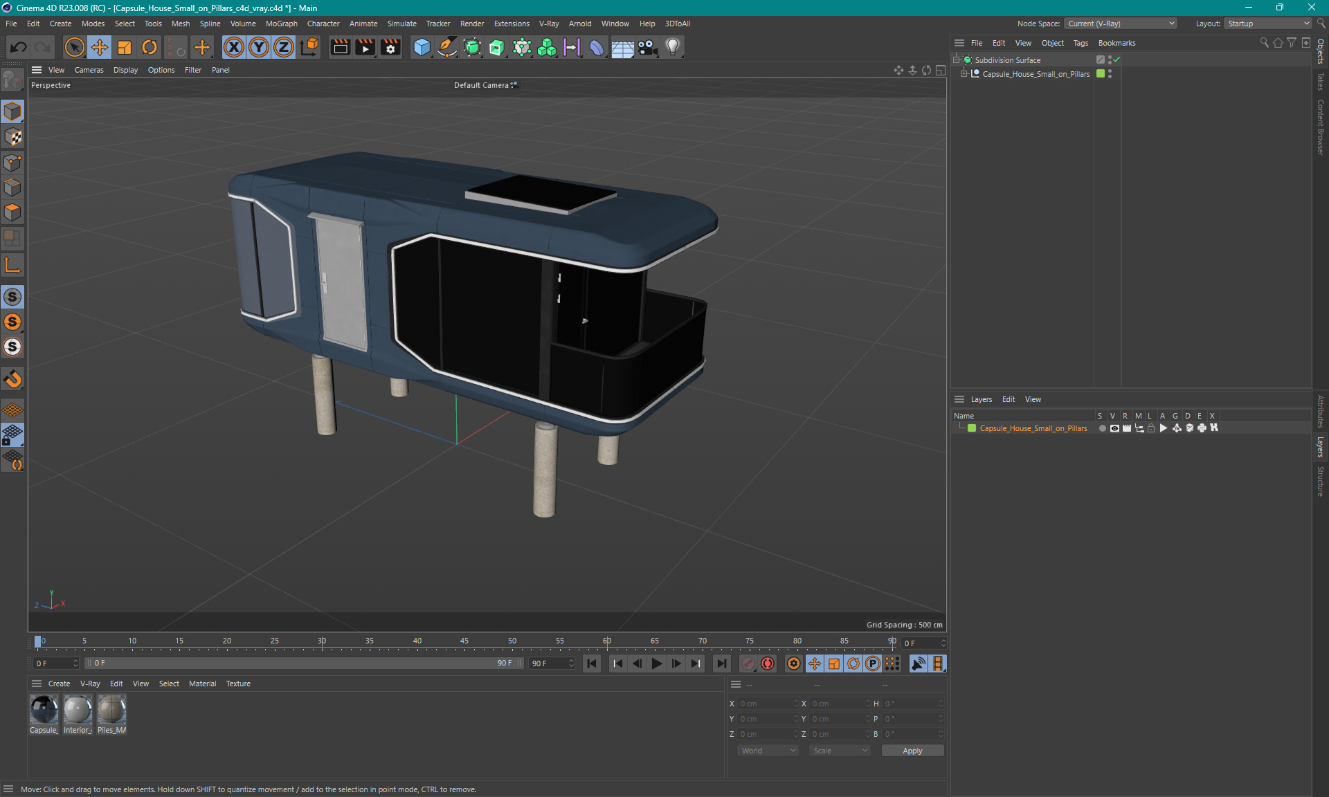 3D model Capsule House Small on Pillars