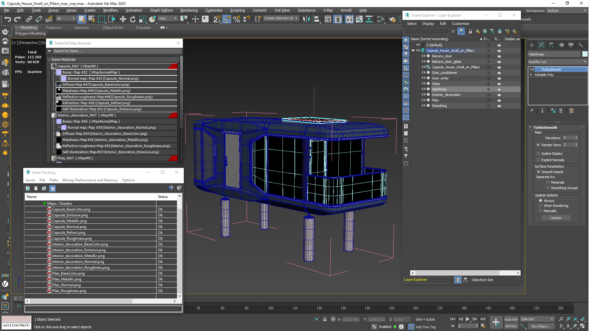 3D model Capsule House Small on Pillars