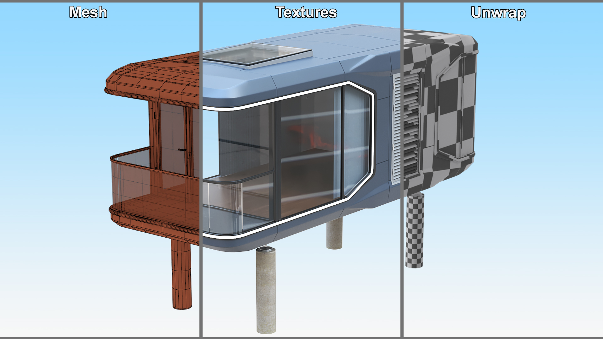 3D model Capsule House Small on Pillars