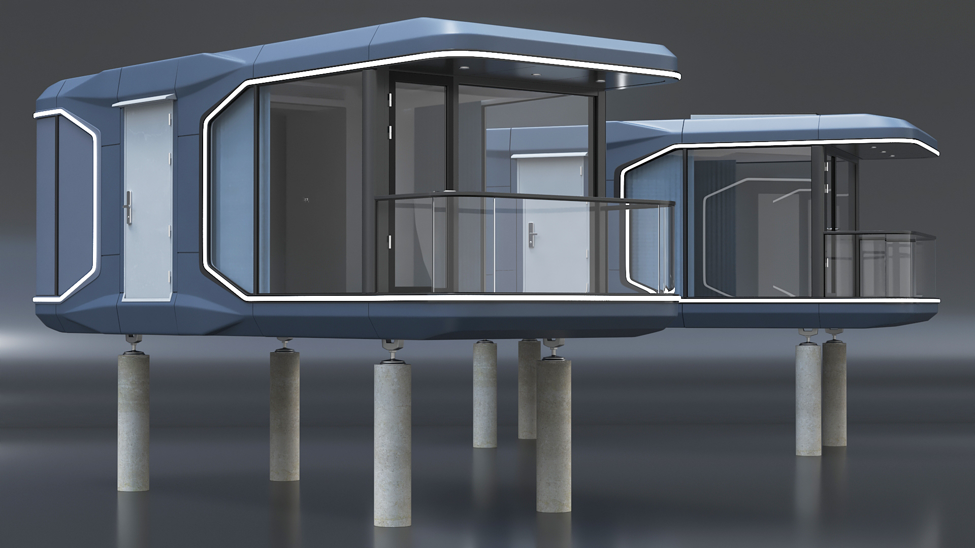 3D model Capsule House Small on Pillars