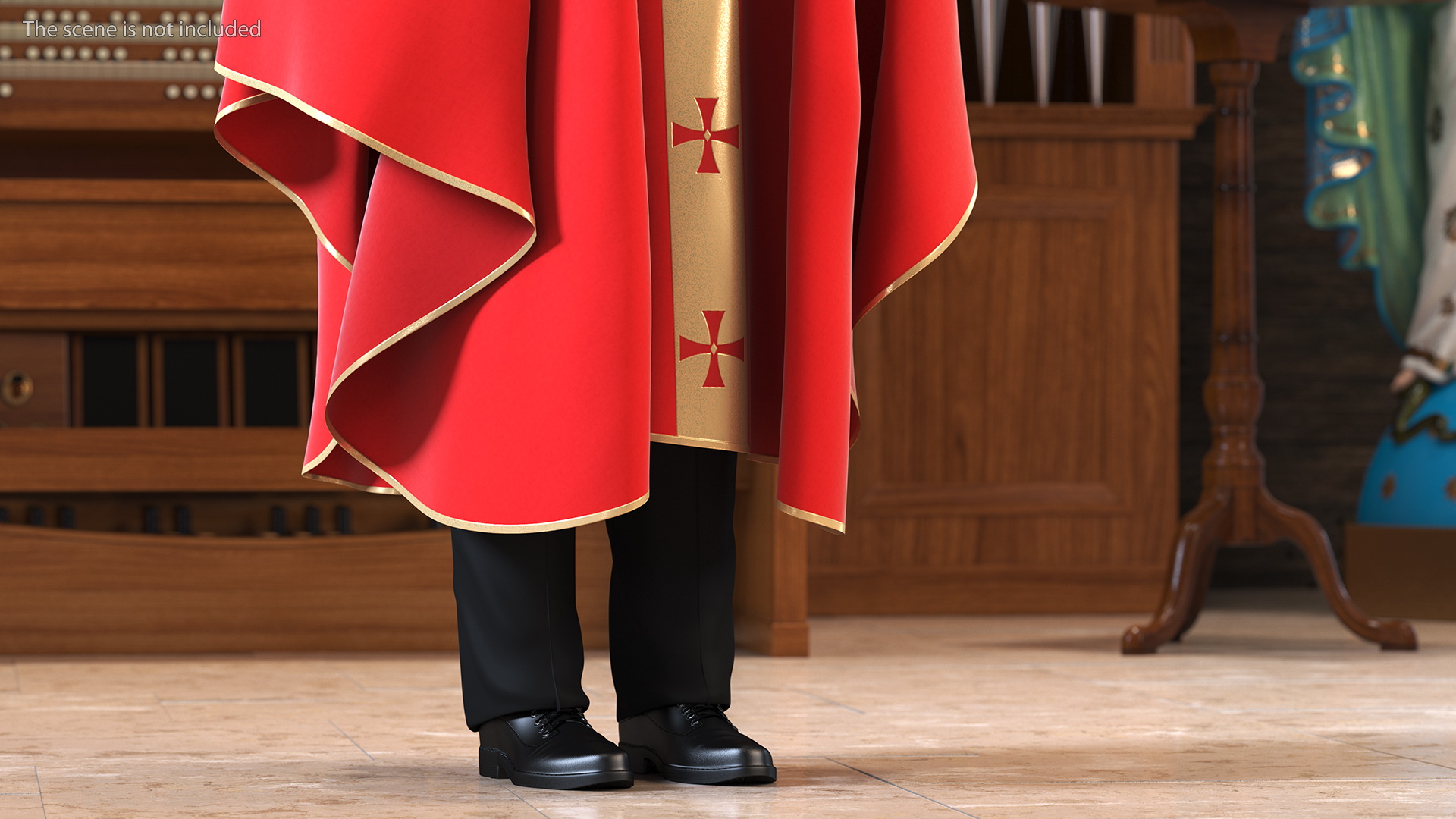 3D Clergyman with Liturgical Vestment Red Robe model