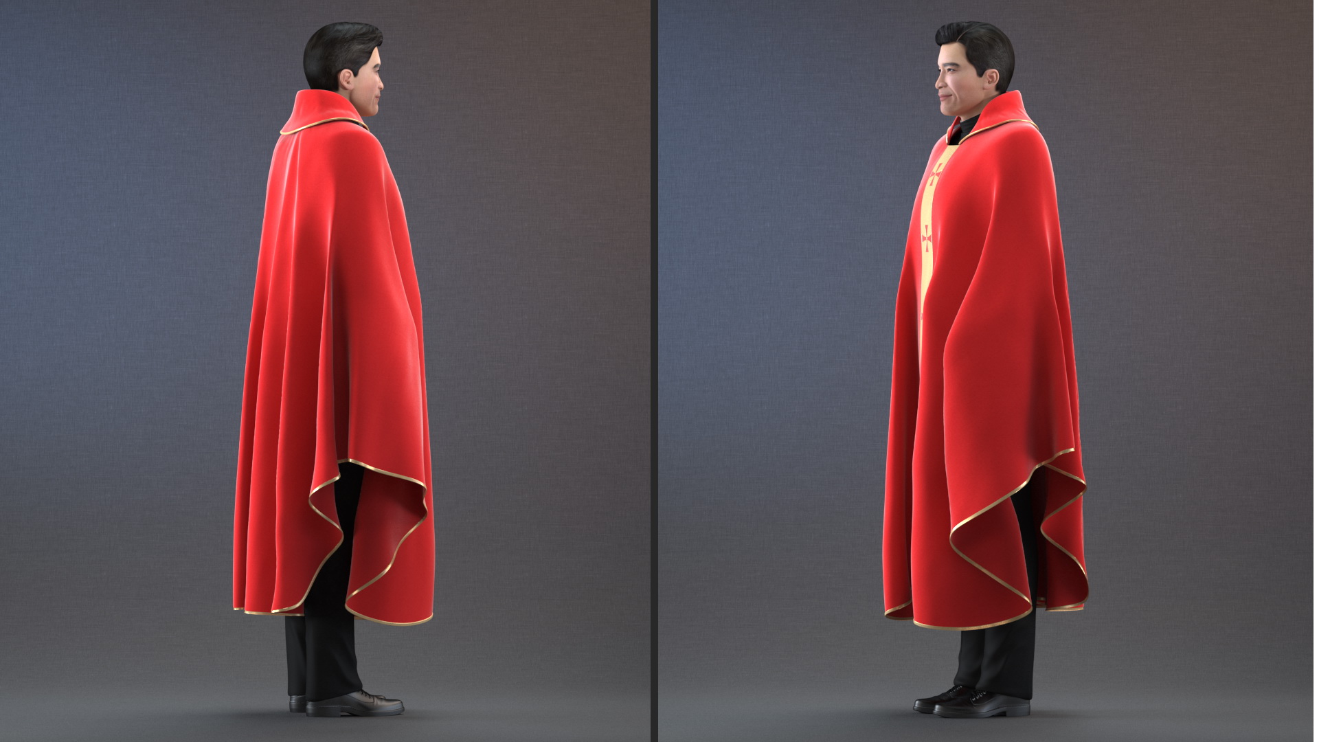 3D Clergyman with Liturgical Vestment Red Robe model