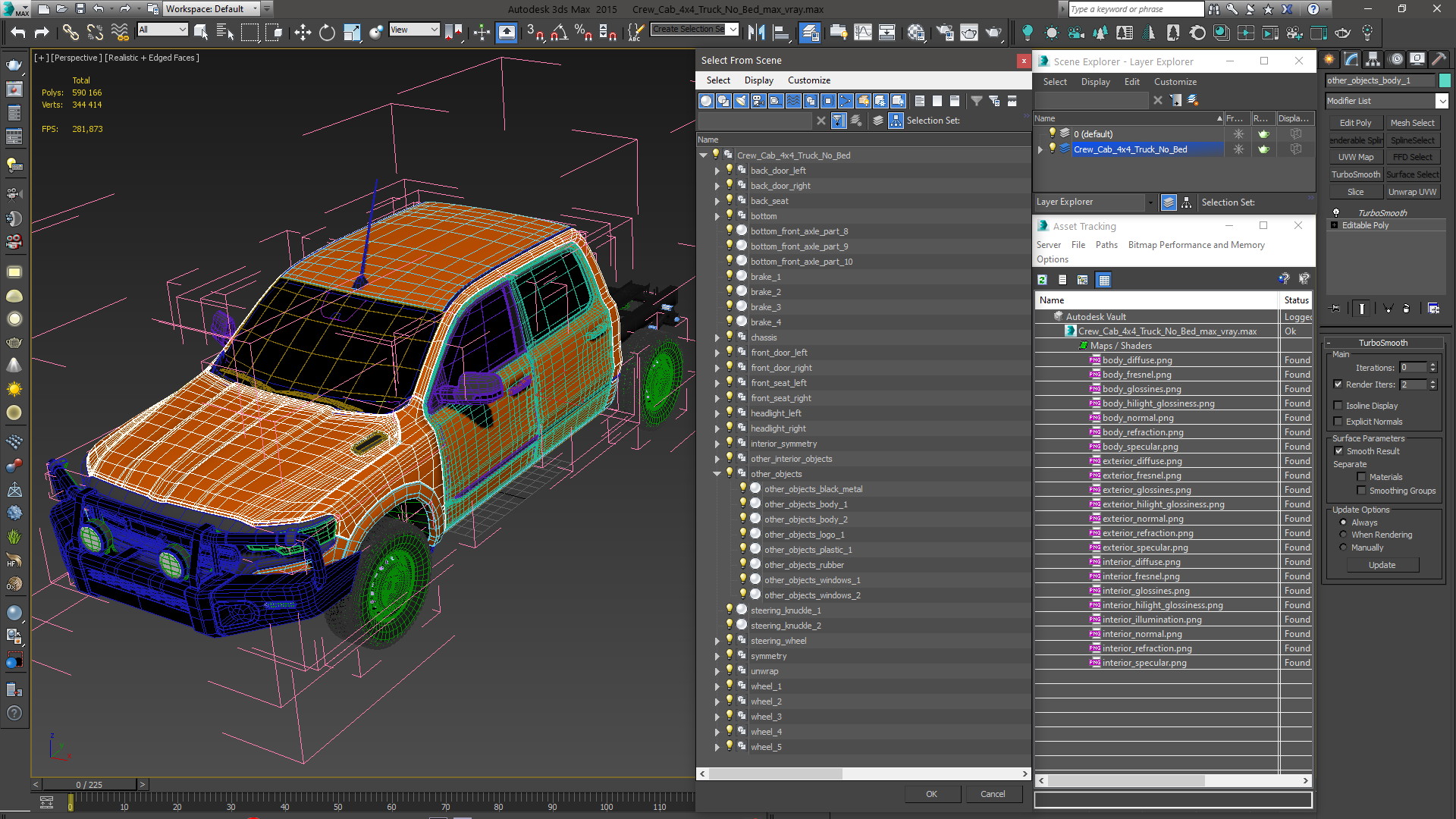 3D model Crew Cab 4x4 Truck No Bed