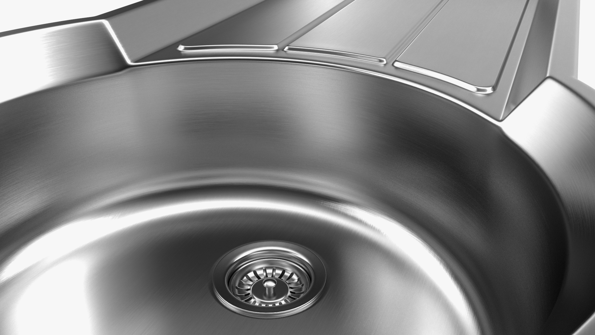 3D model Stainless Steel Kitchen Sink with Recessed Drainer