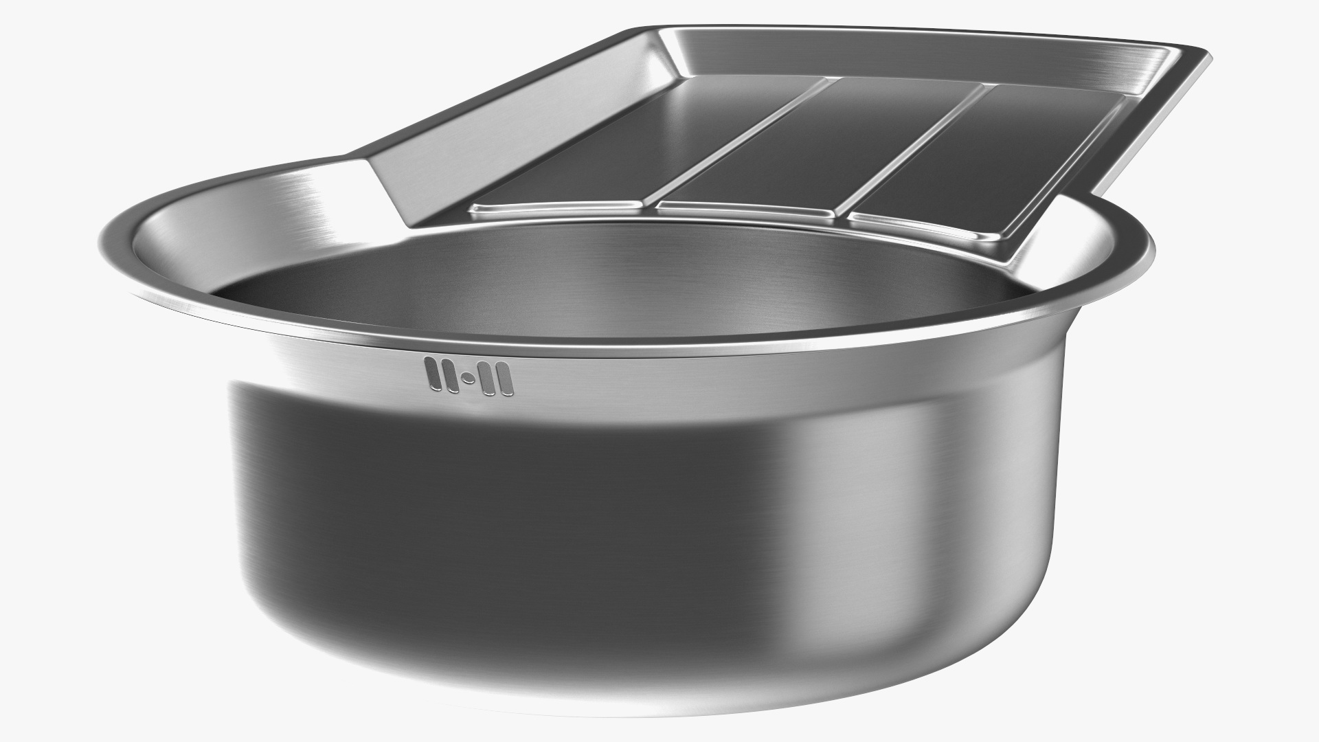 3D model Stainless Steel Kitchen Sink with Recessed Drainer