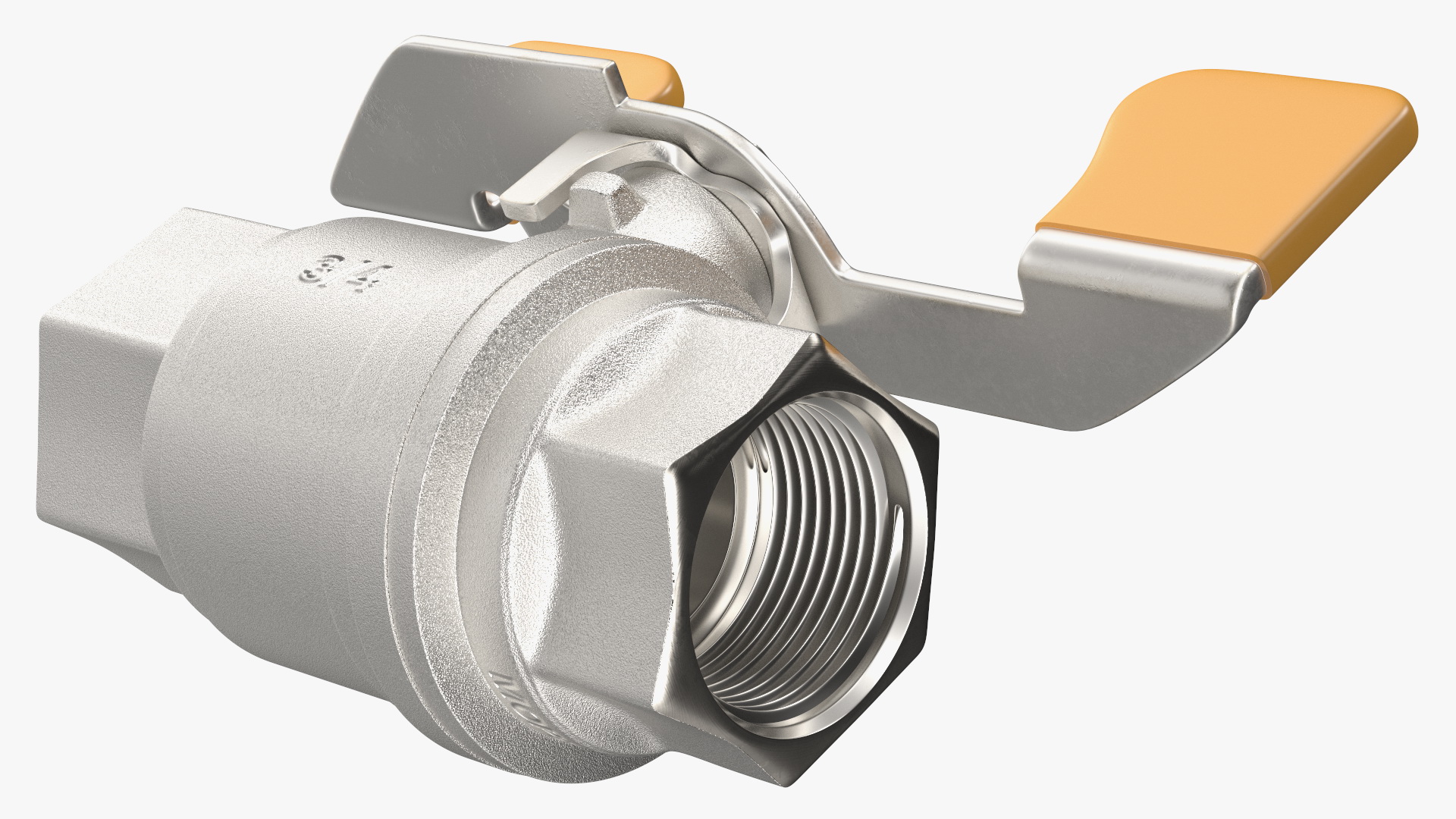 3D model Silver Ball Valve with Union Butterfly Handle