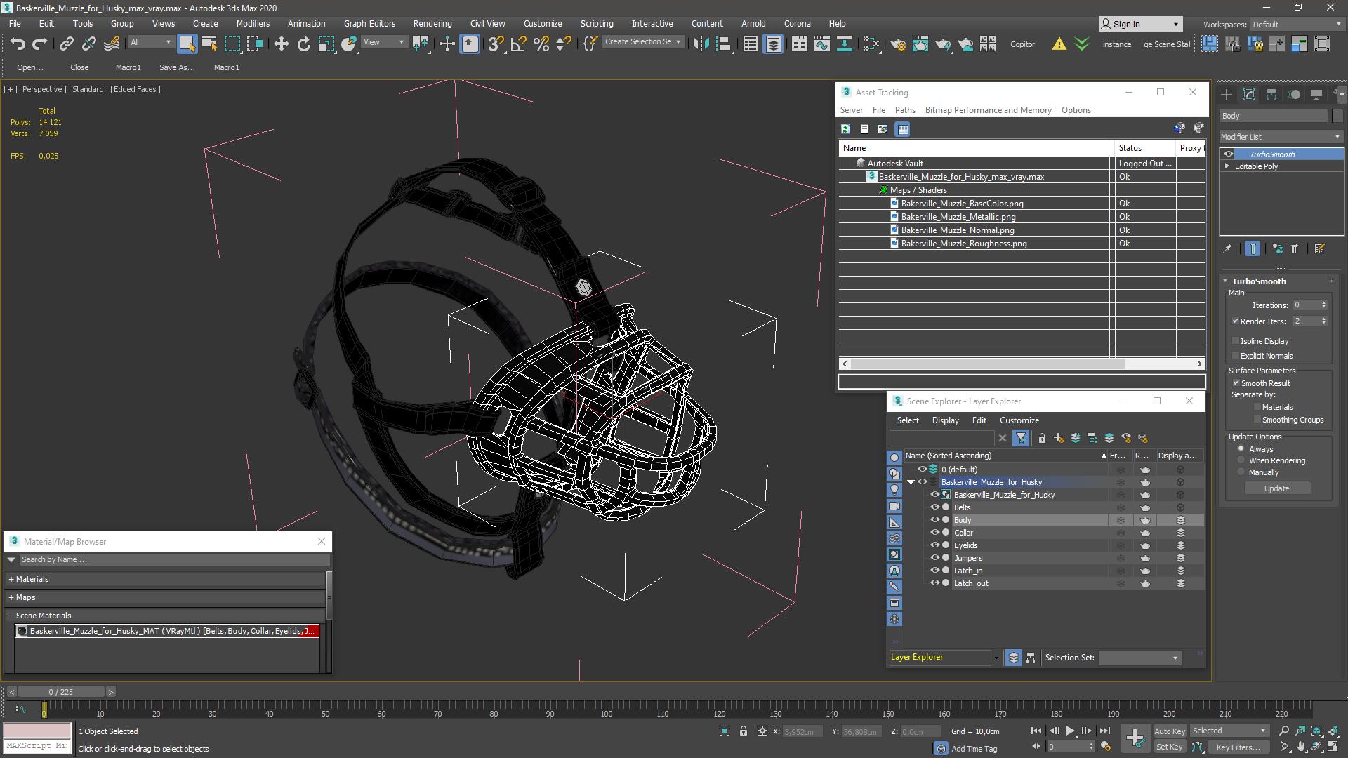 3D Baskerville Muzzle for Husky model