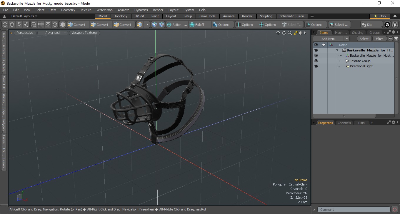 3D Baskerville Muzzle for Husky model