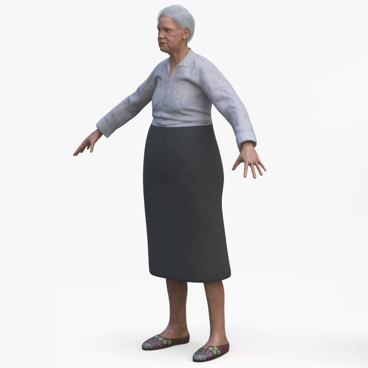 Older Woman Rigged for Maya 3D