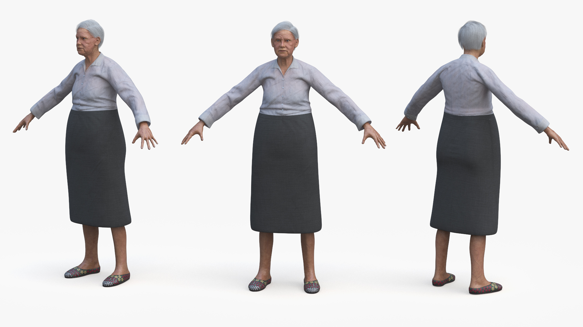 Older Woman Rigged for Maya 3D