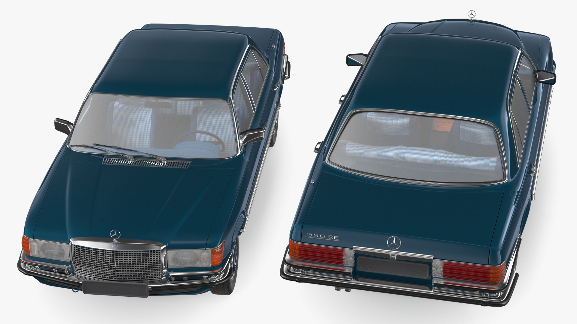 3D Mercedes Benz 350 SE Blue Simple Interior