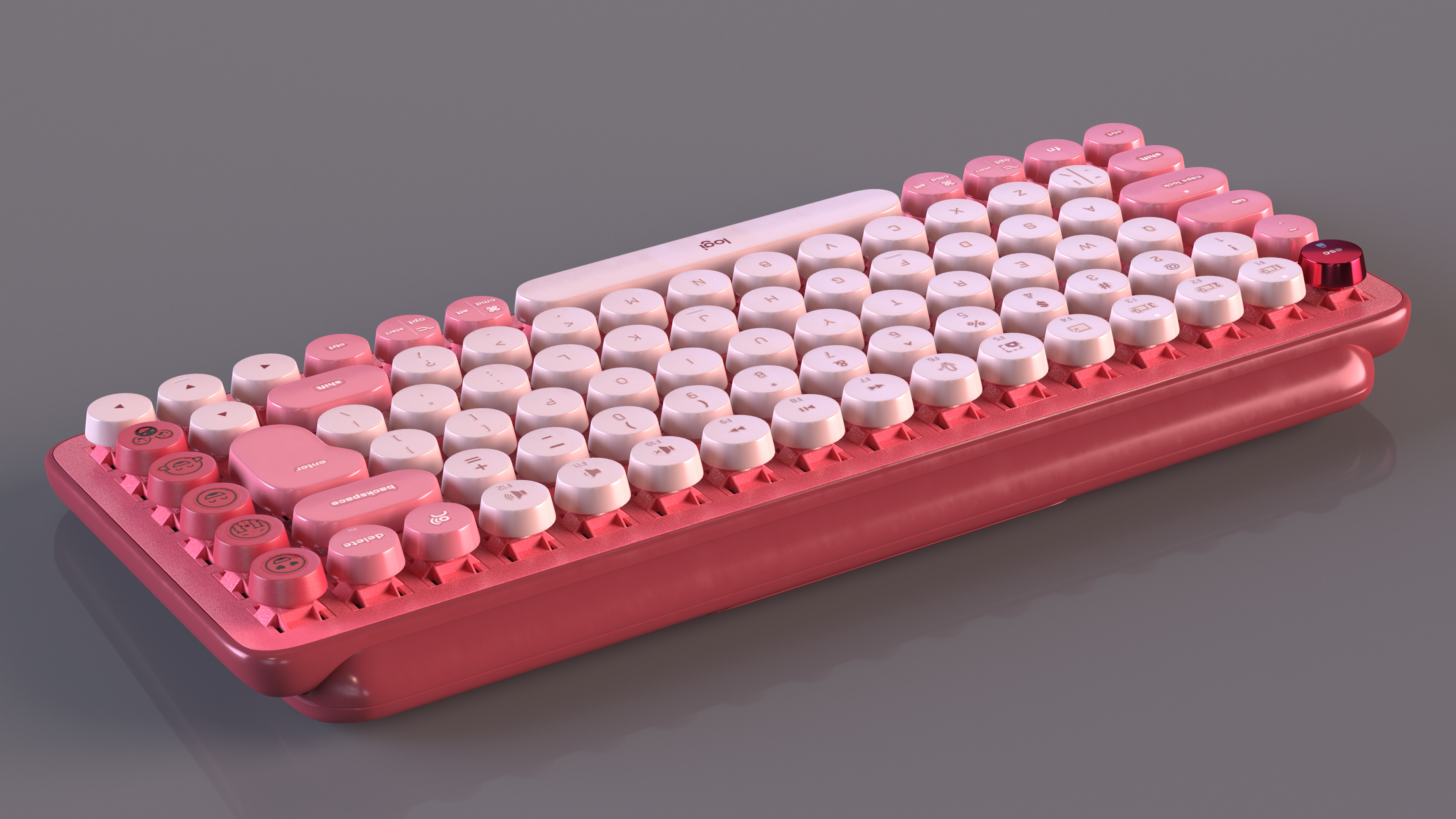 3D Logitech Keyboard with Emoji Keys Pink model