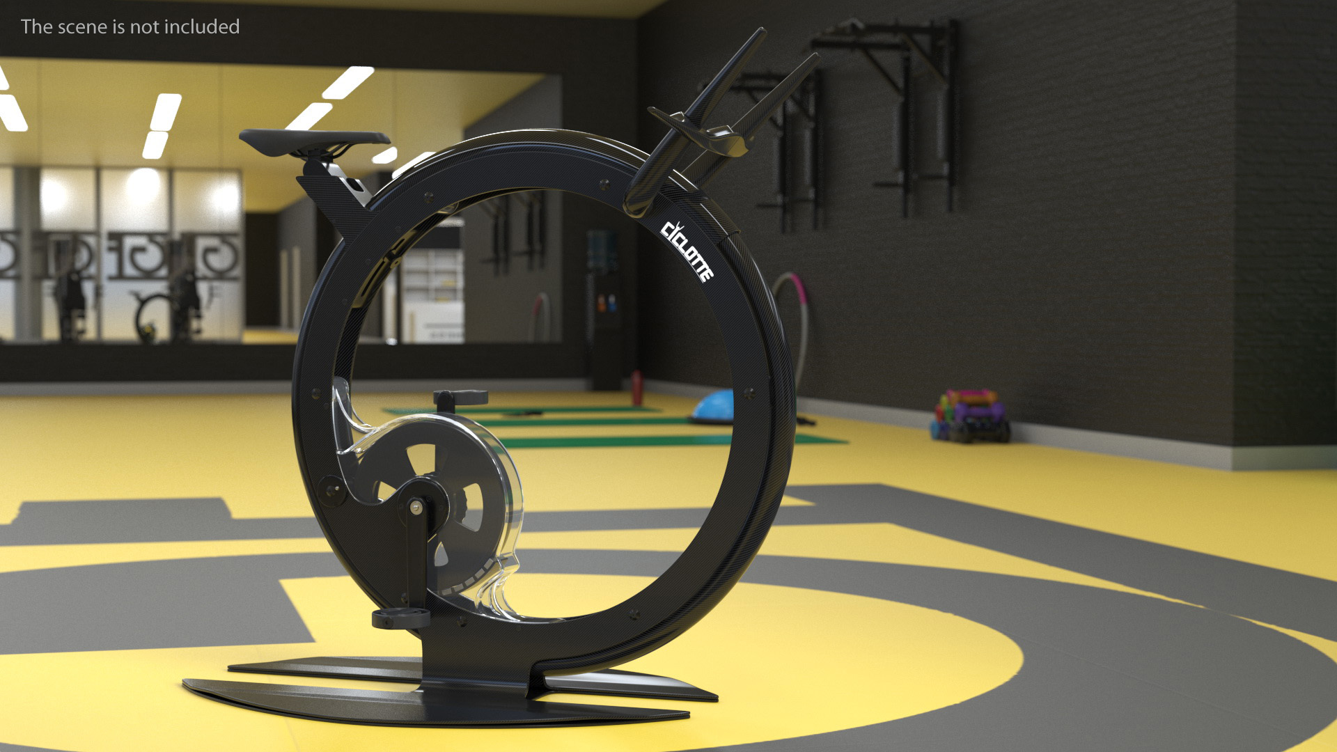 Unicycle Exercise Bike Ciclotte Black Rigged 3D model