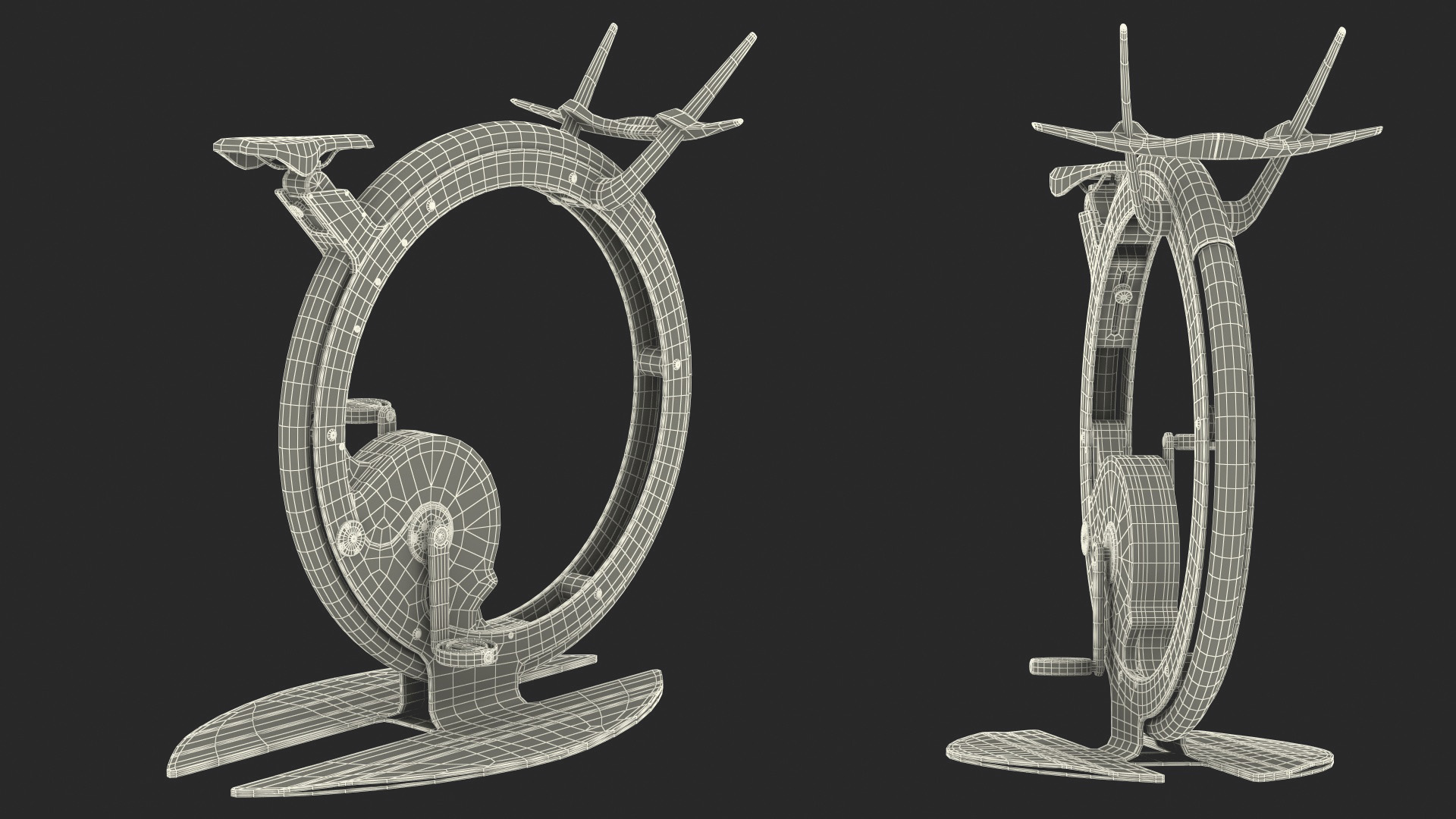 Unicycle Exercise Bike Ciclotte Black Rigged 3D model