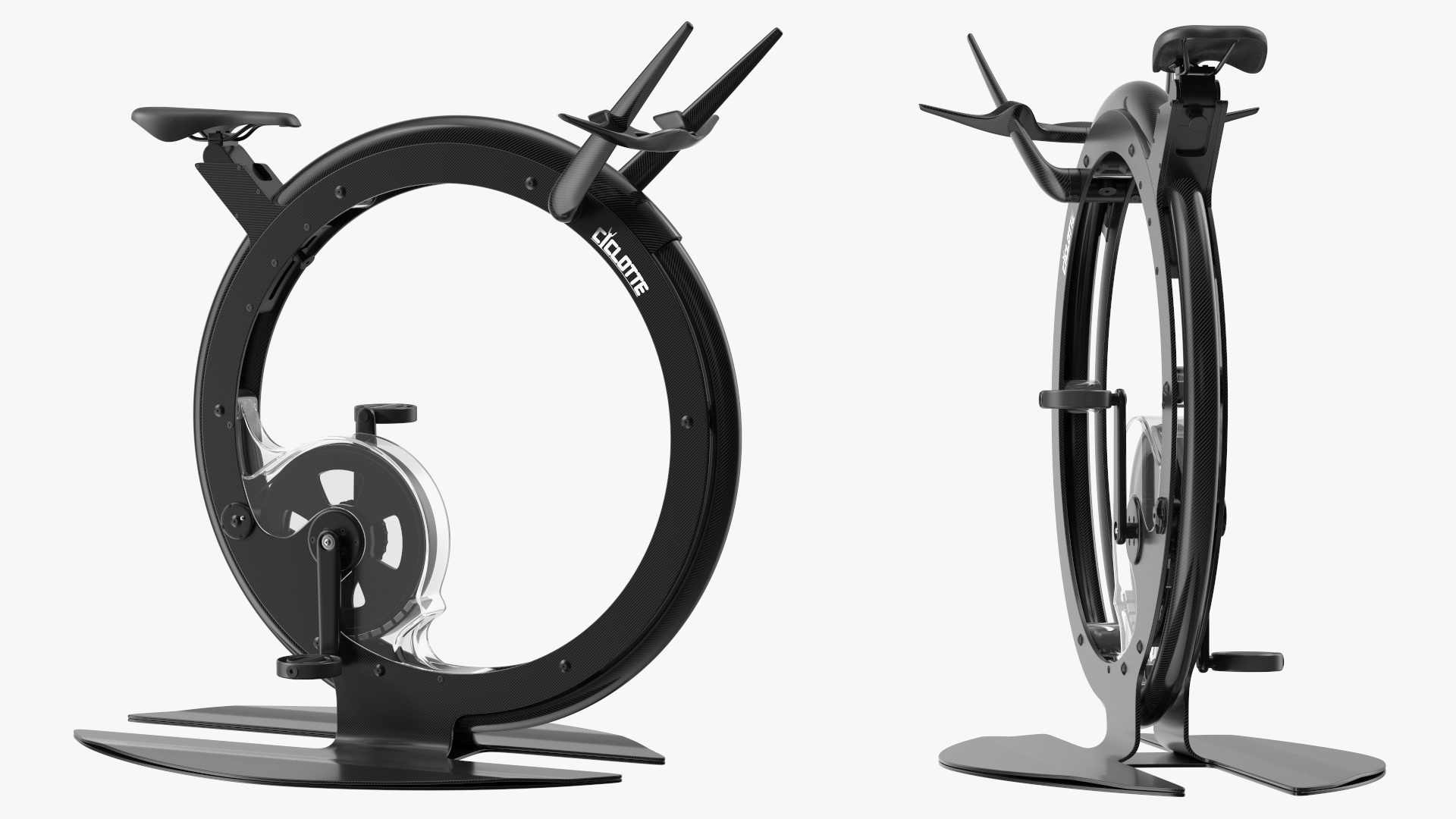 Unicycle Exercise Bike Ciclotte Black Rigged 3D model