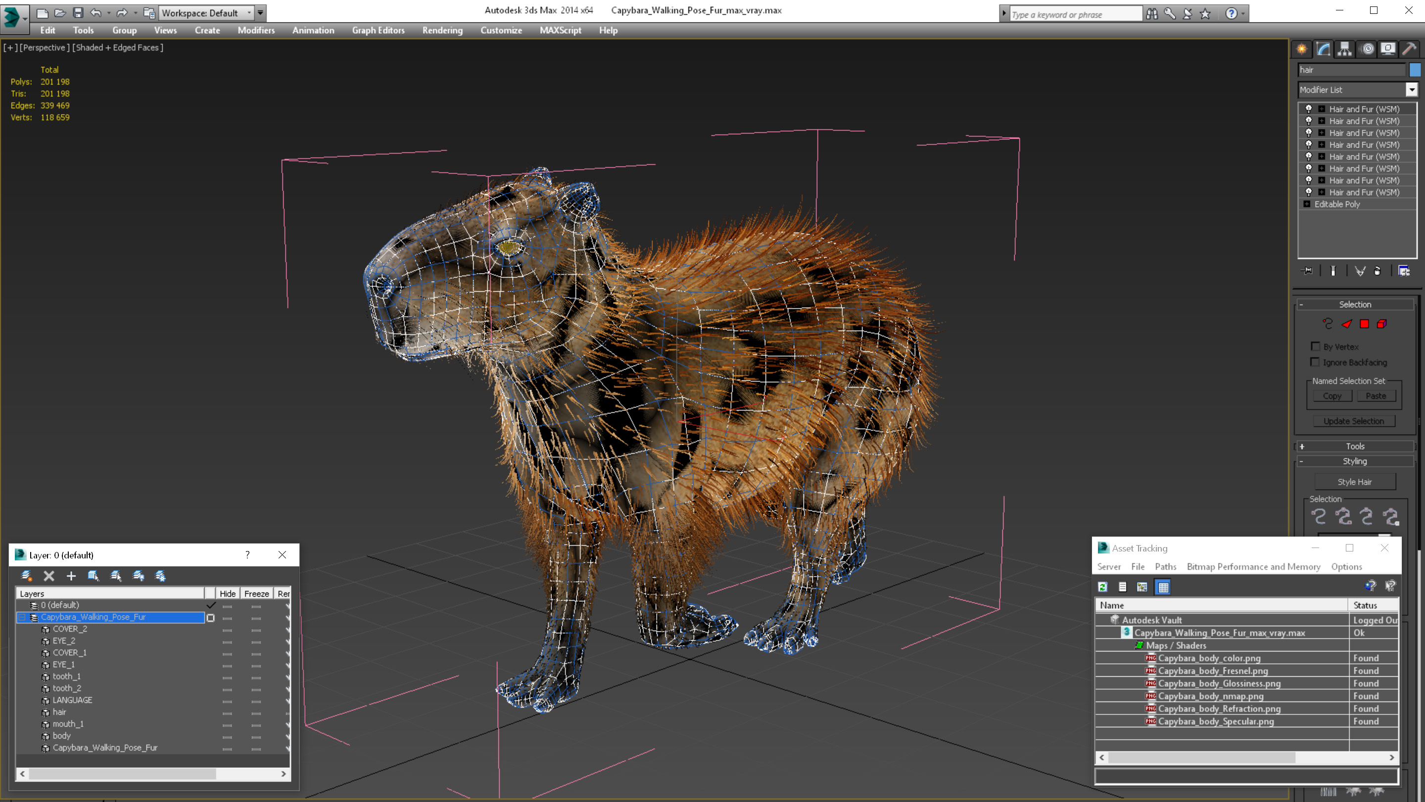 3D model Capybara Walking Pose Fur