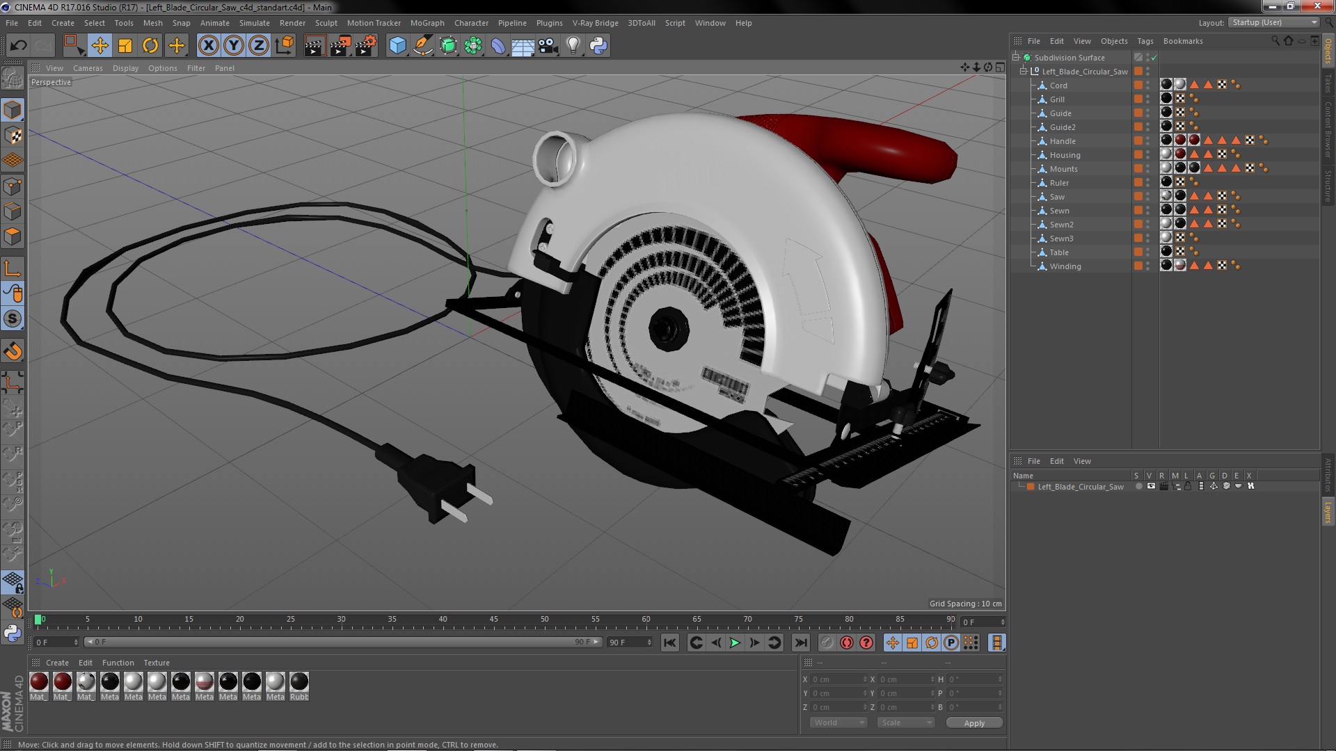 3D Left Blade Circular Saw model