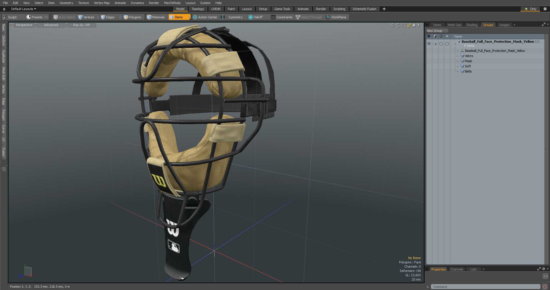 3D Baseball Full-Face Protection Mask Yellow