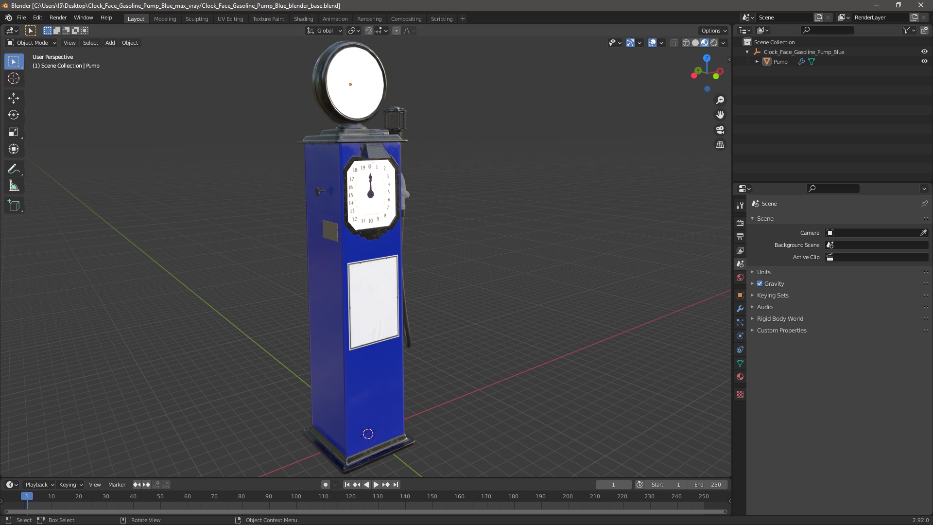 Clock Face Gasoline Pump Blue 3D model