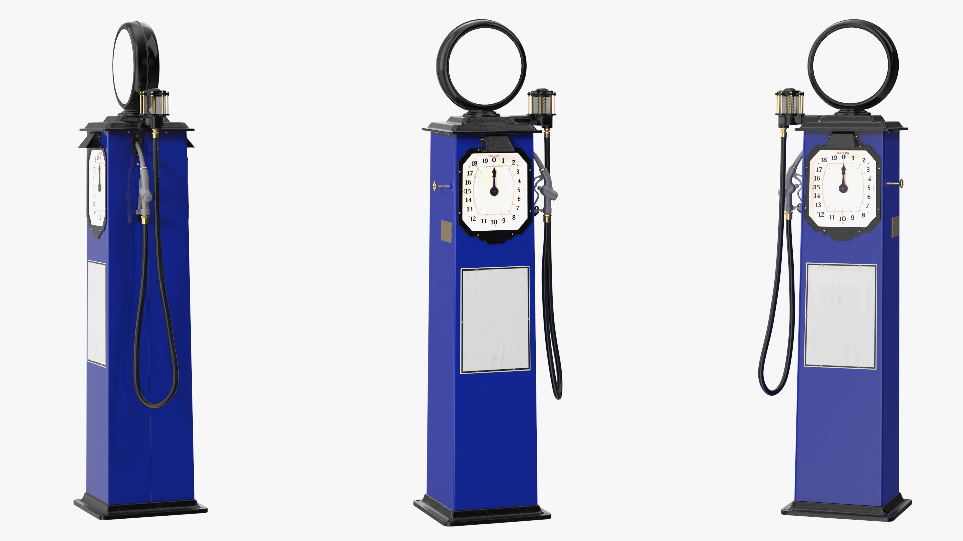 Clock Face Gasoline Pump Blue 3D model