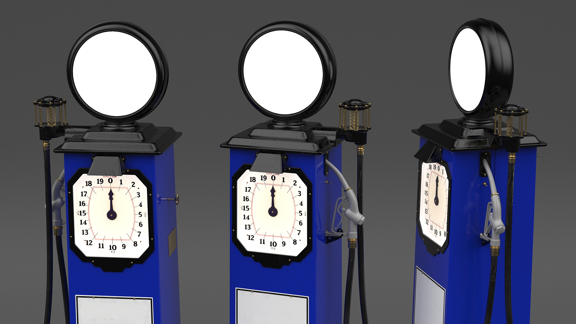 Clock Face Gasoline Pump Blue 3D model