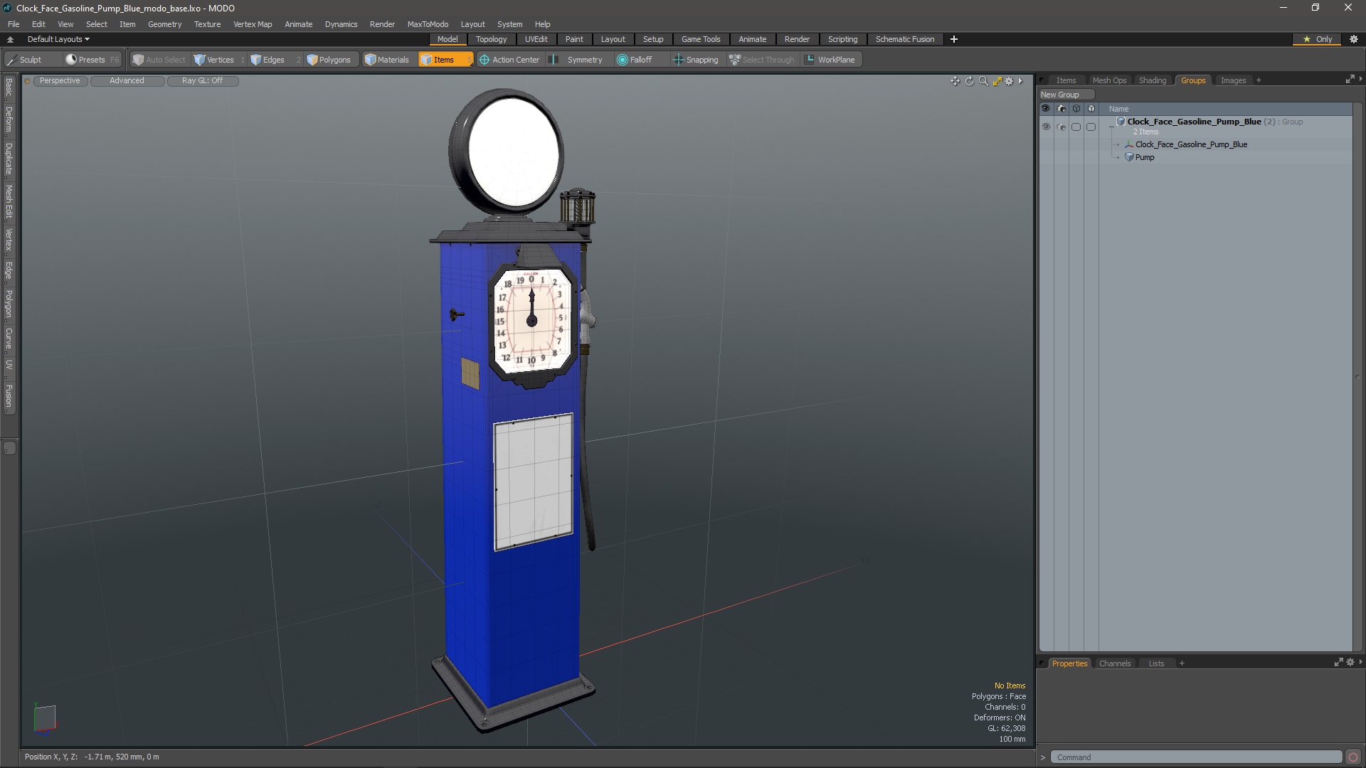 Clock Face Gasoline Pump Blue 3D model