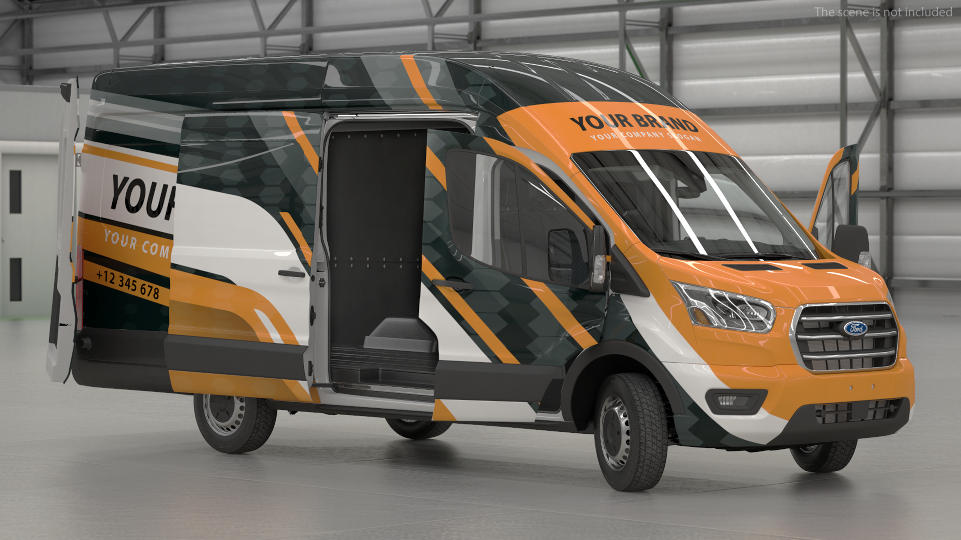 3D Ford Transit Cargo 2020 Your Brand Rigged