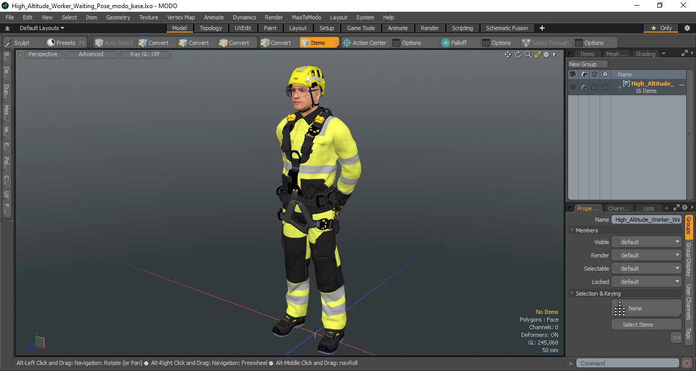 3D High Altitude Worker Waiting Pose model