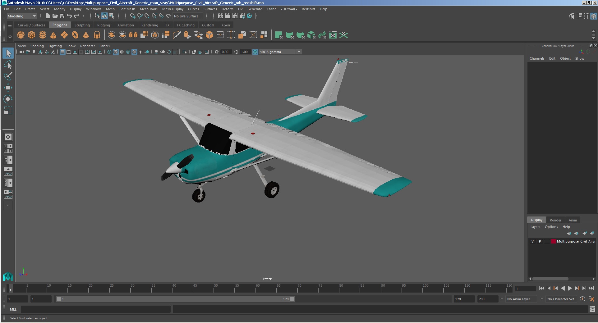 3D model Multipurpose Civil Aircraft Generic