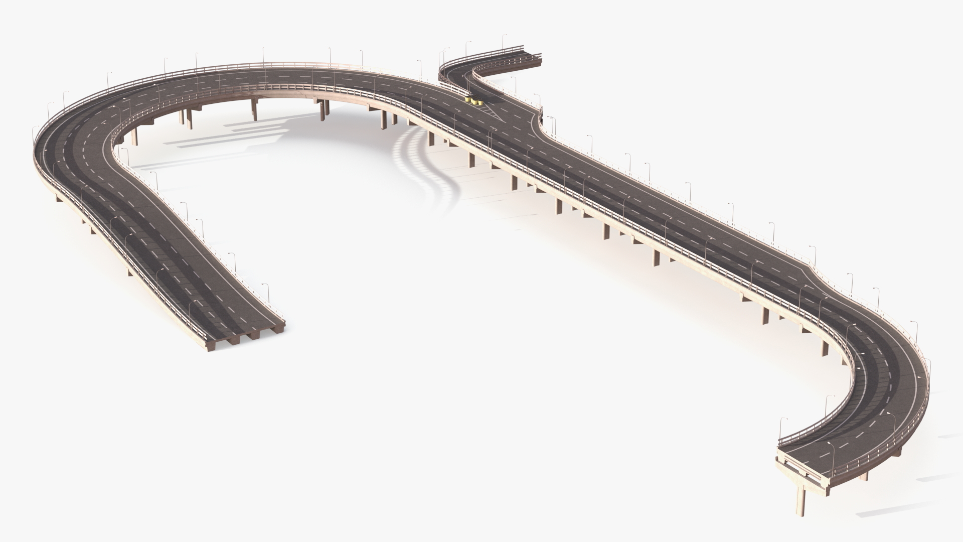 Connectable Highway Road Elements Entrance Curved 3D model