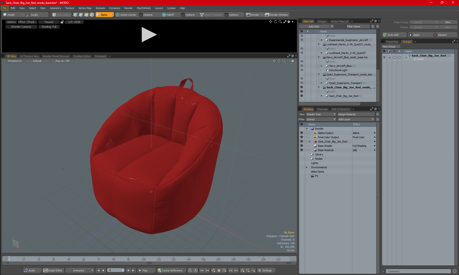 Sack Chair Big Joe Red 3D