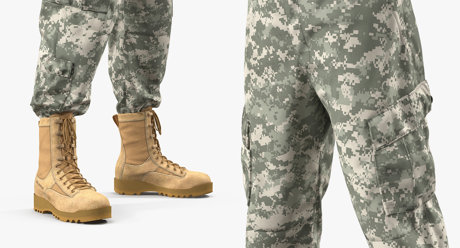 3D model Army ACU Pants with Boots