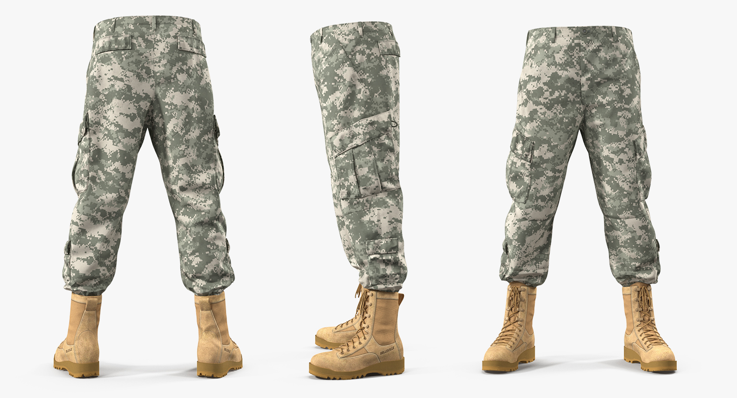 3D model Army ACU Pants with Boots