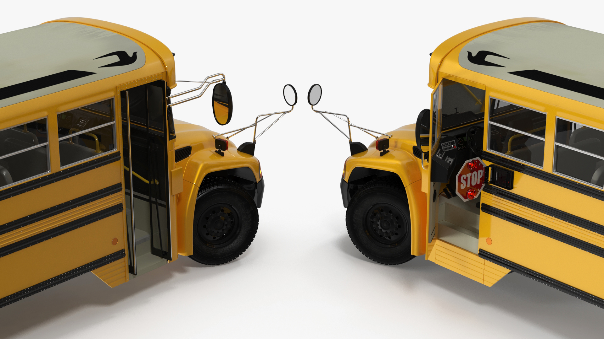 3D American School Bus Rigged