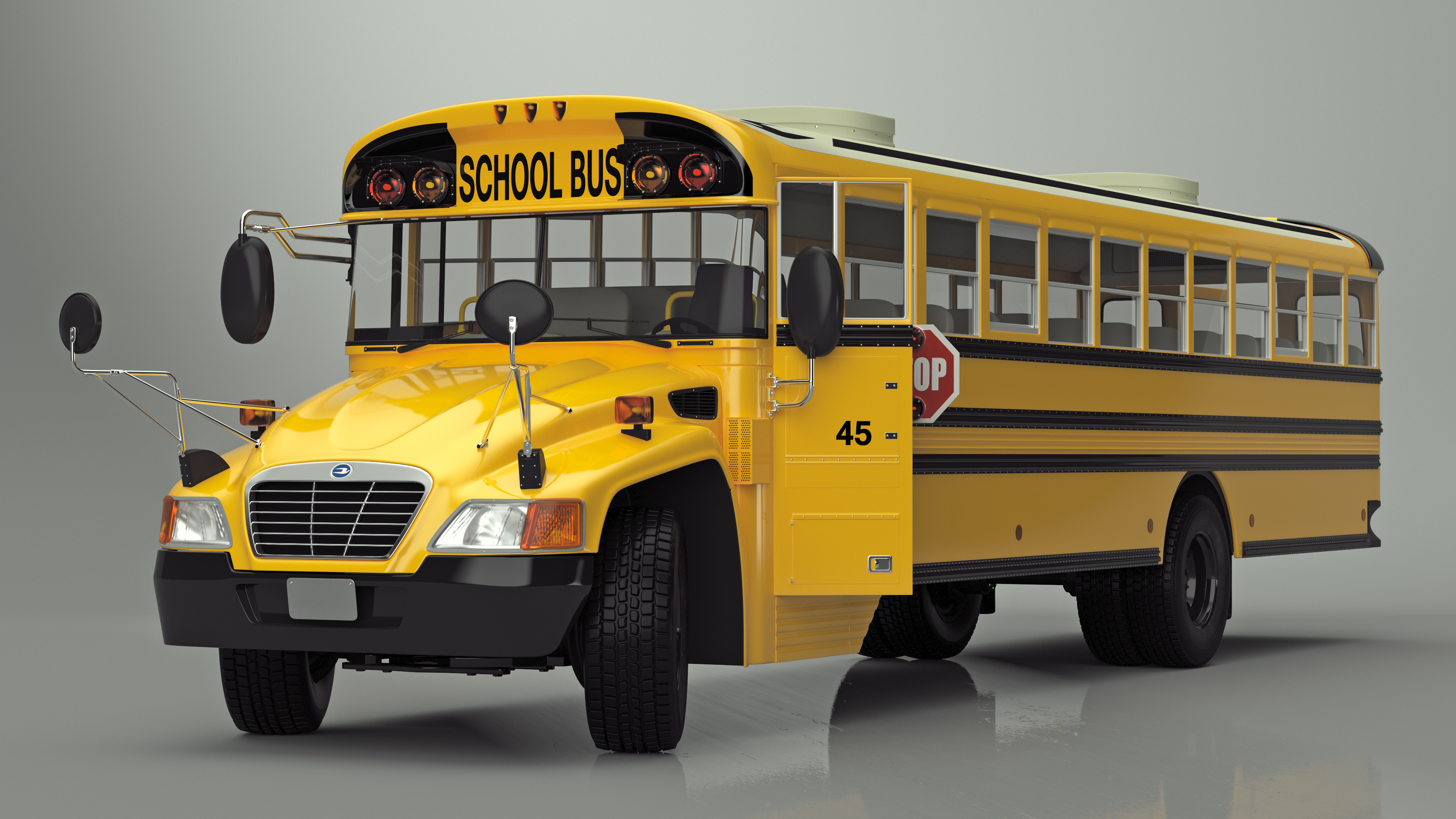 3D American School Bus Rigged