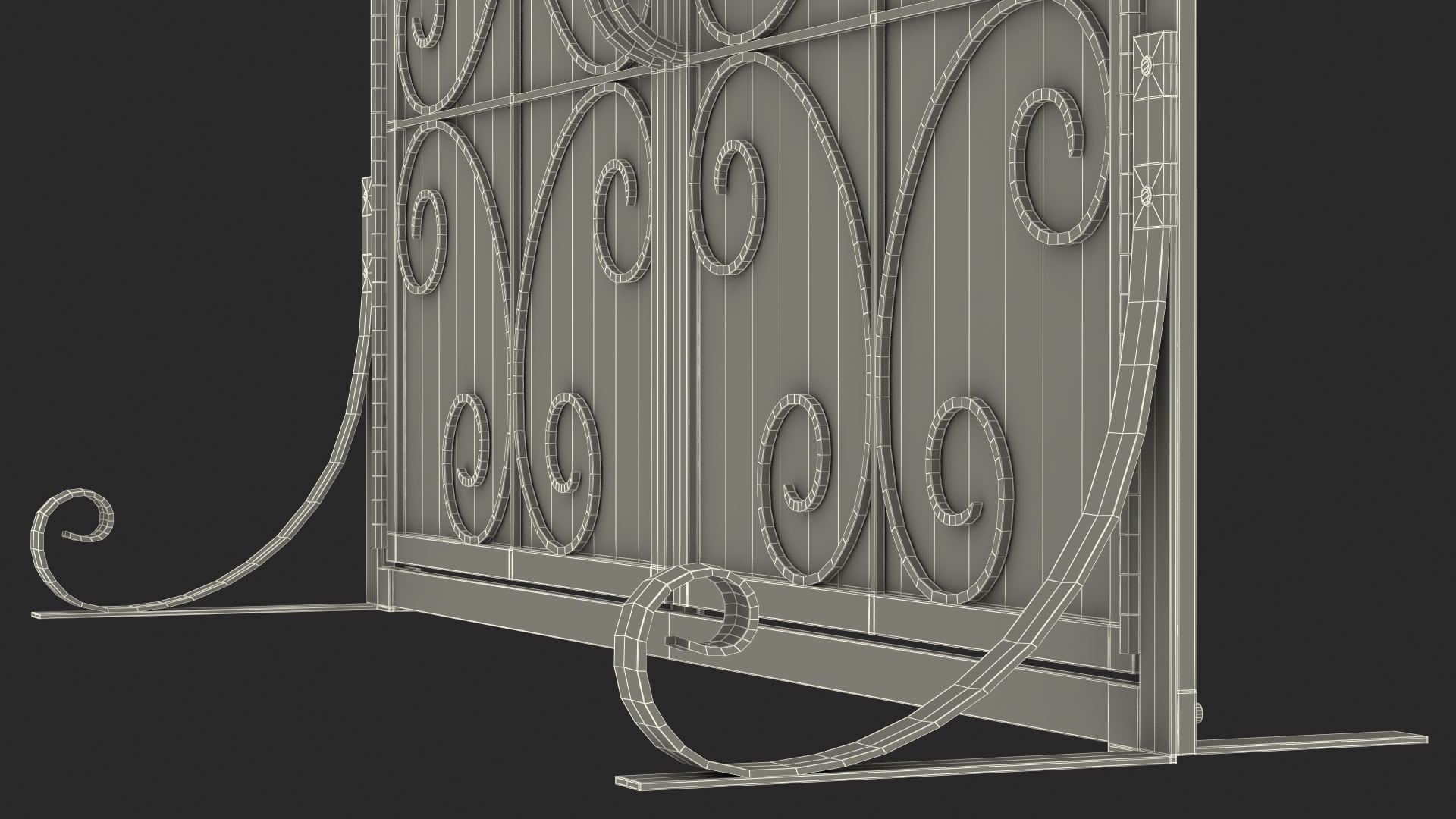 3D model Wrought Iron Fireplace Screen with Doors