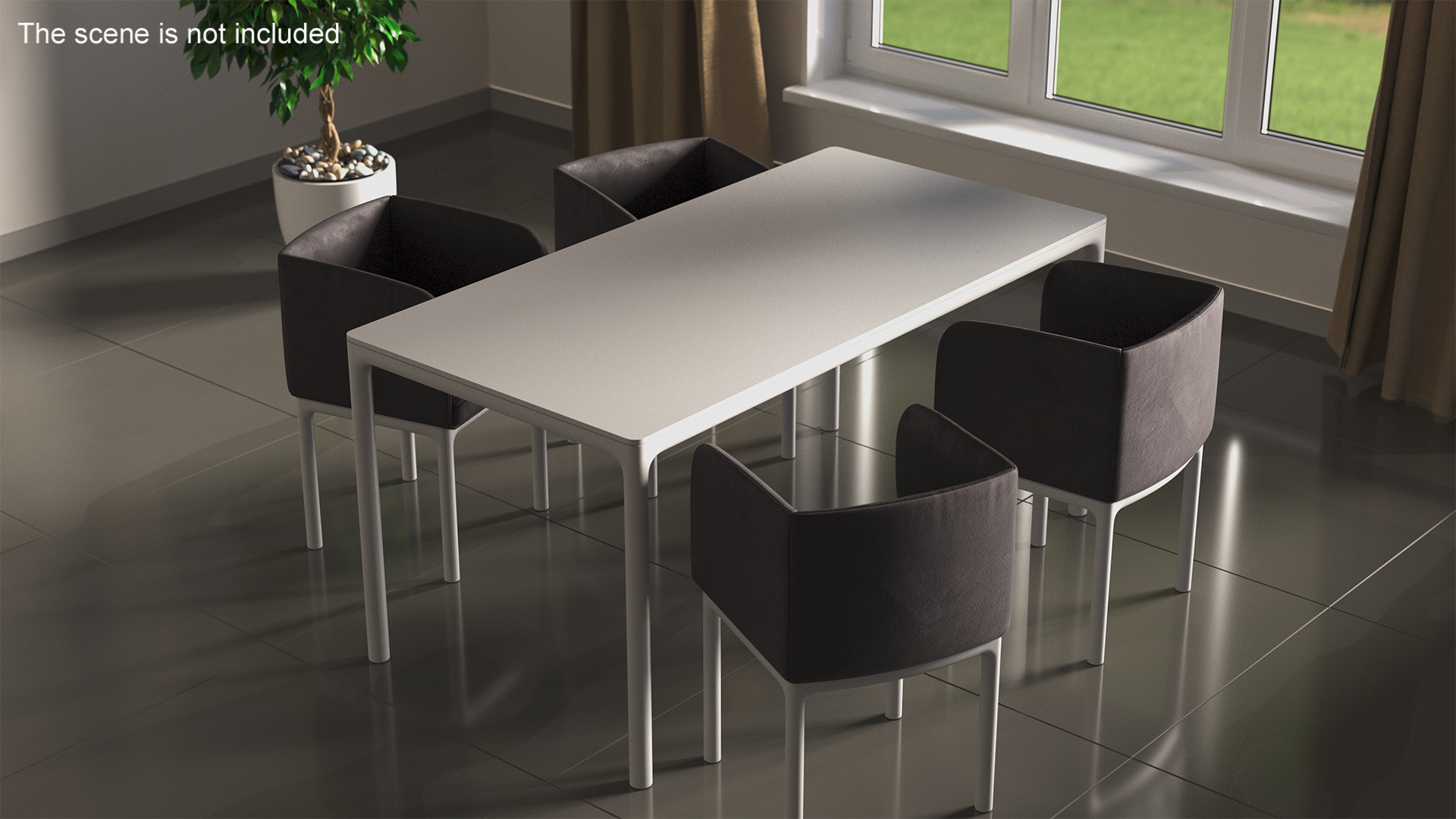 Modern Minimalist Rectangular Dining Table 3D